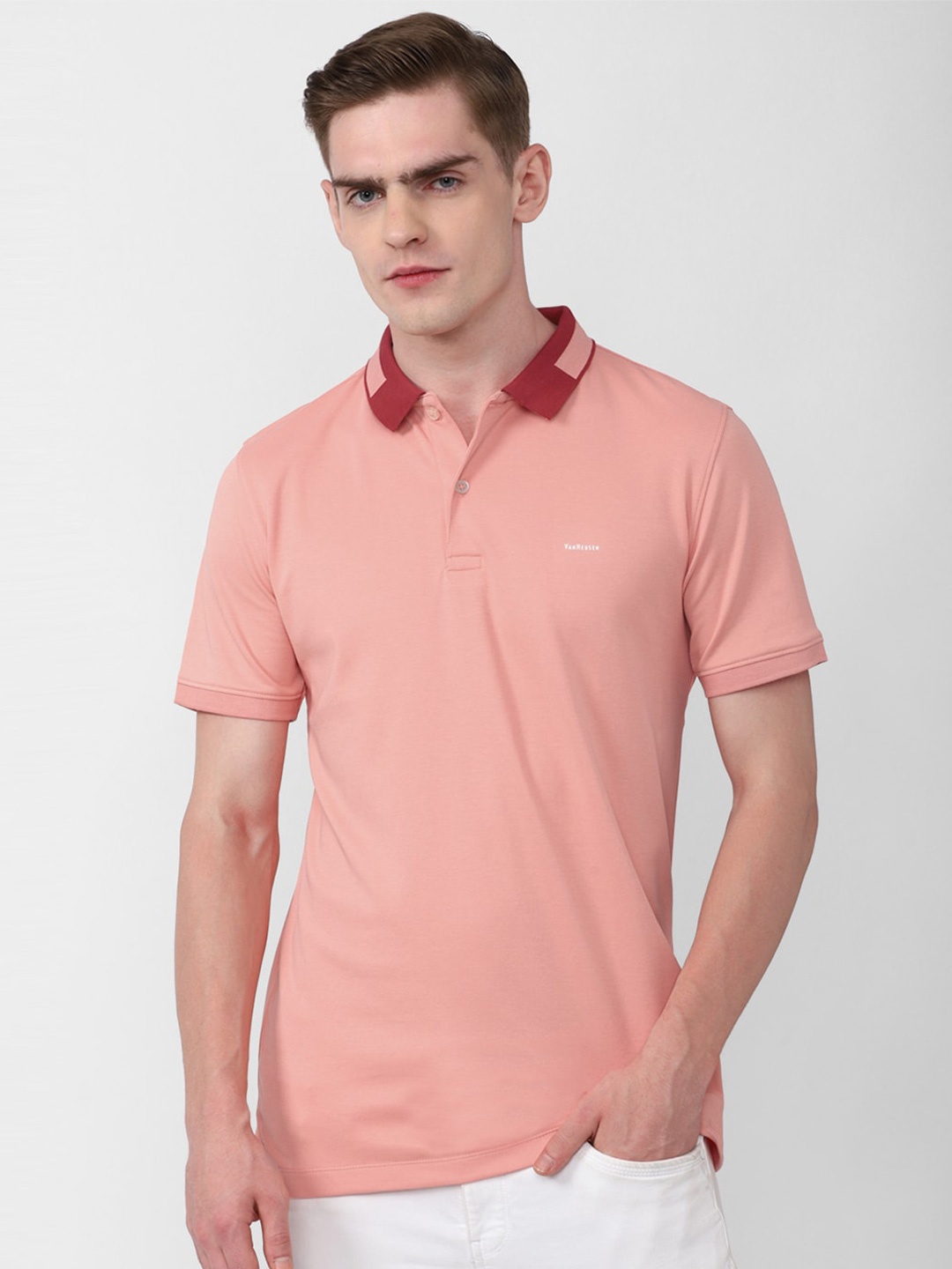 

Van Heusen Polo Collar Cotton T-Shirt, Pink