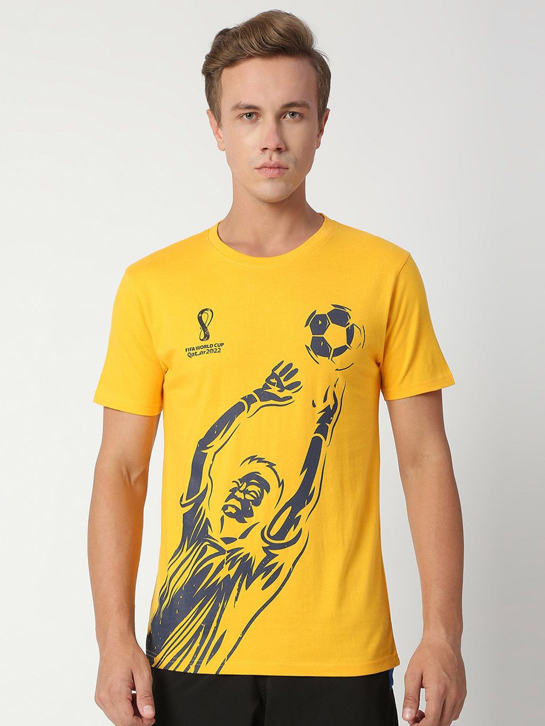 

FanCode FIFA World-Cup Printed Cotton Bio Finish T-shirt, Yellow