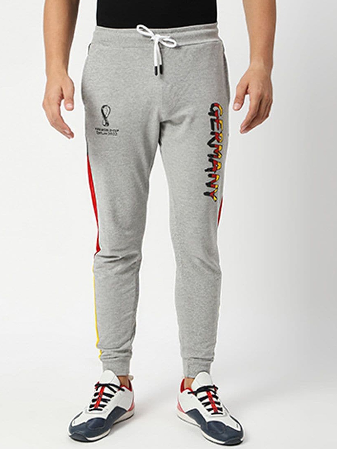 

FanCode Men Typography Printed Regular Fit Cotton Joggers, Grey