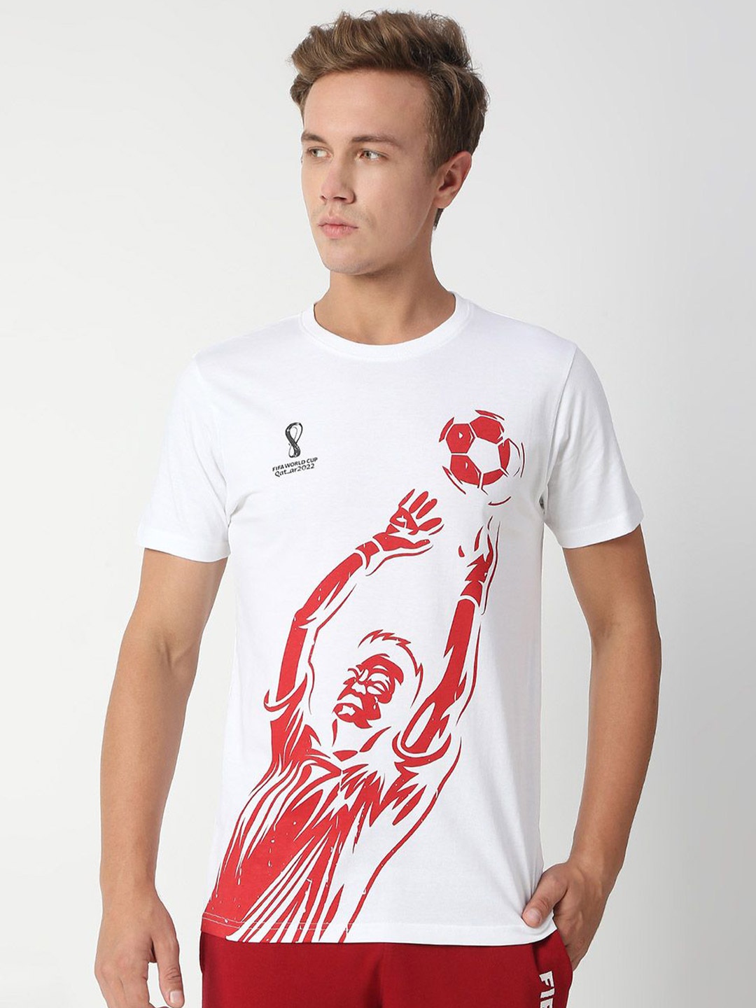 

FanCode FIFA World-Cup Printed Cotton Bio Finish T-shirt, White