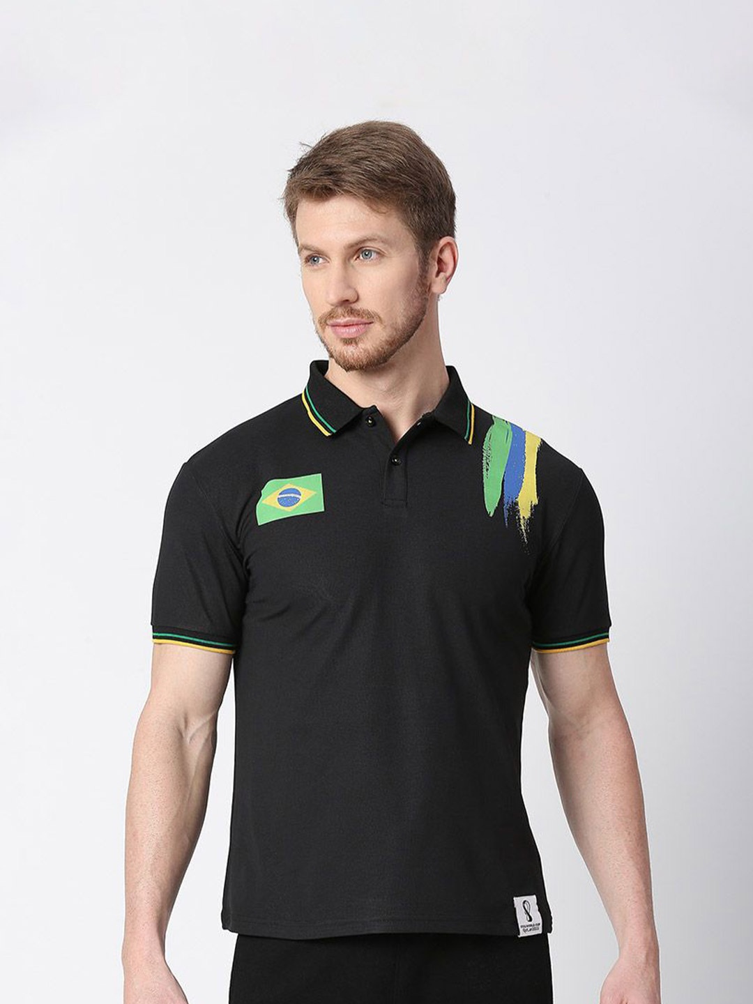 

FanCode Brazil FIFA World-Cup Polo Collar T-shirt, Black
