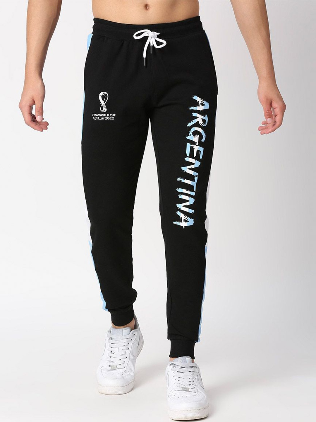 

FanCode Argentina FIFA WC'22 Printed Cotton Sports Joggers, Black