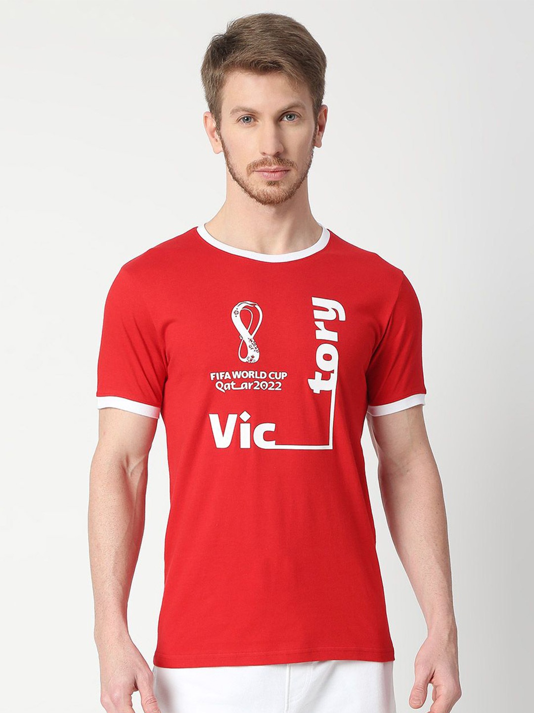 

FanCode FIFA World-Cup Typography Printed Cotton Bio Finish T-shirt, Red