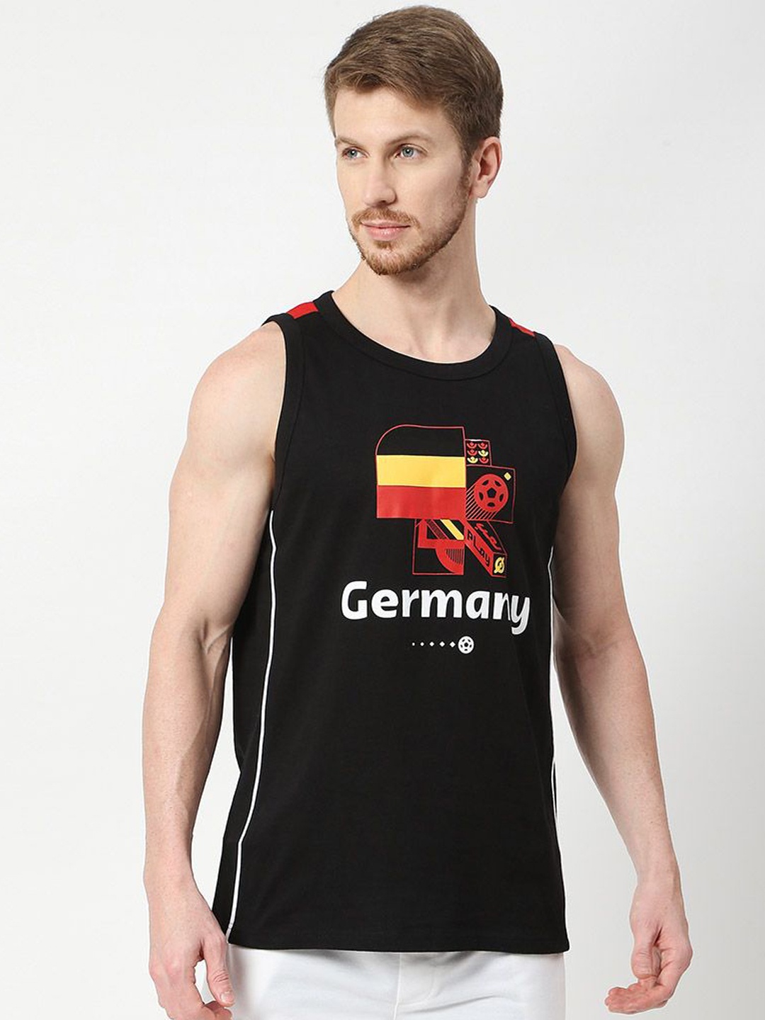 

FanCode Germany FIFA WC'22 Printed Sports Innerwear Vest, Black