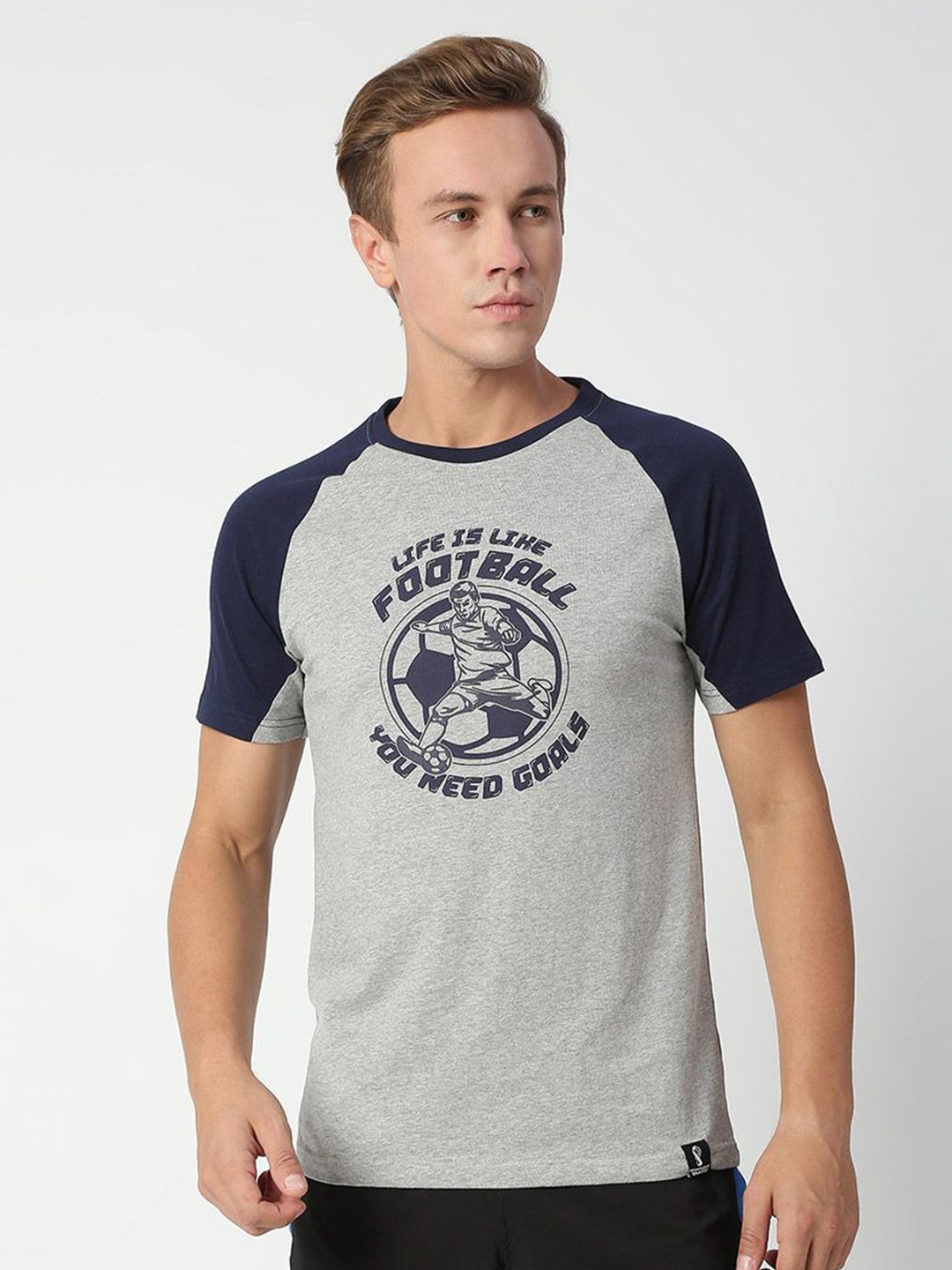 

FanCode FIFA World-Cup Typography Printed Cotton Bio Finish T-shirt, Grey
