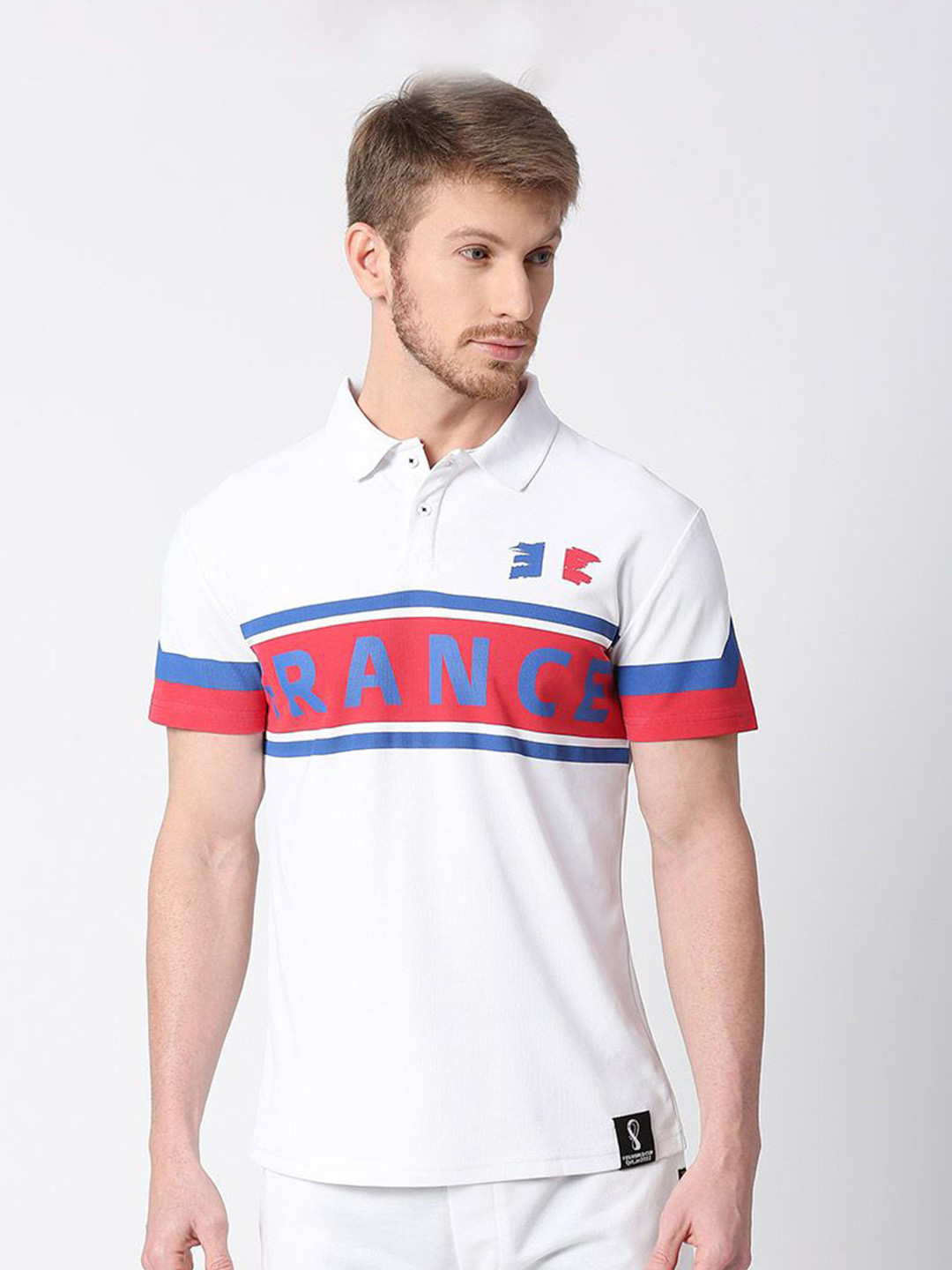 

FanCode France FIFA World-Cup Printed Polo Collar T-shirt, White