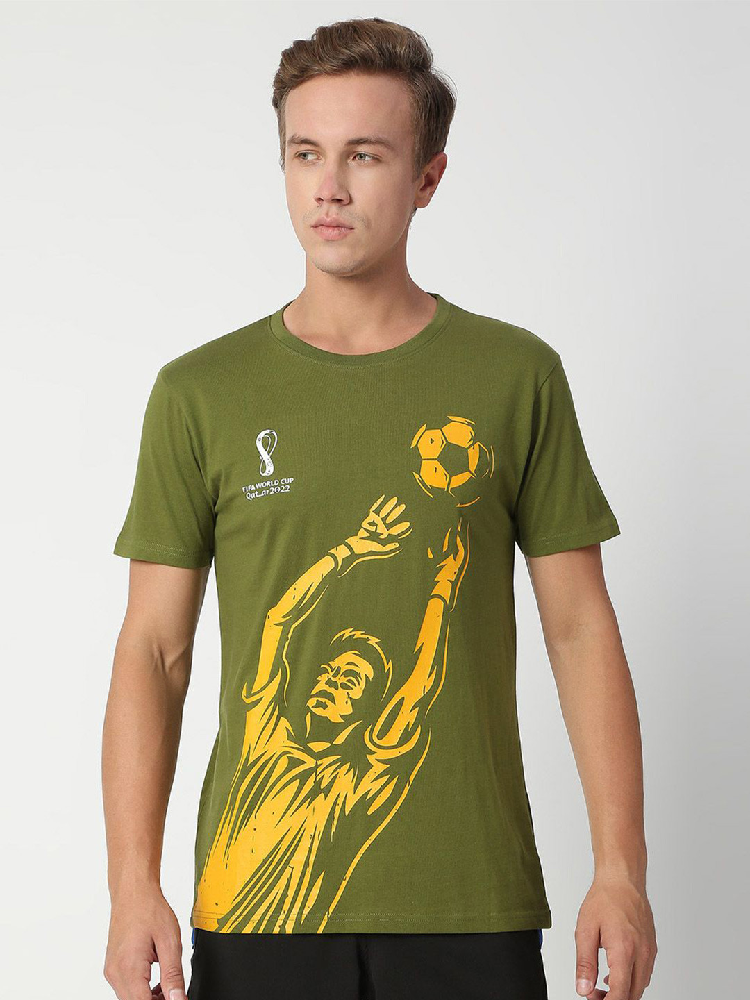 

FanCode FIFA World-Cup Printed Cotton Bio Finish T-shirt, Green