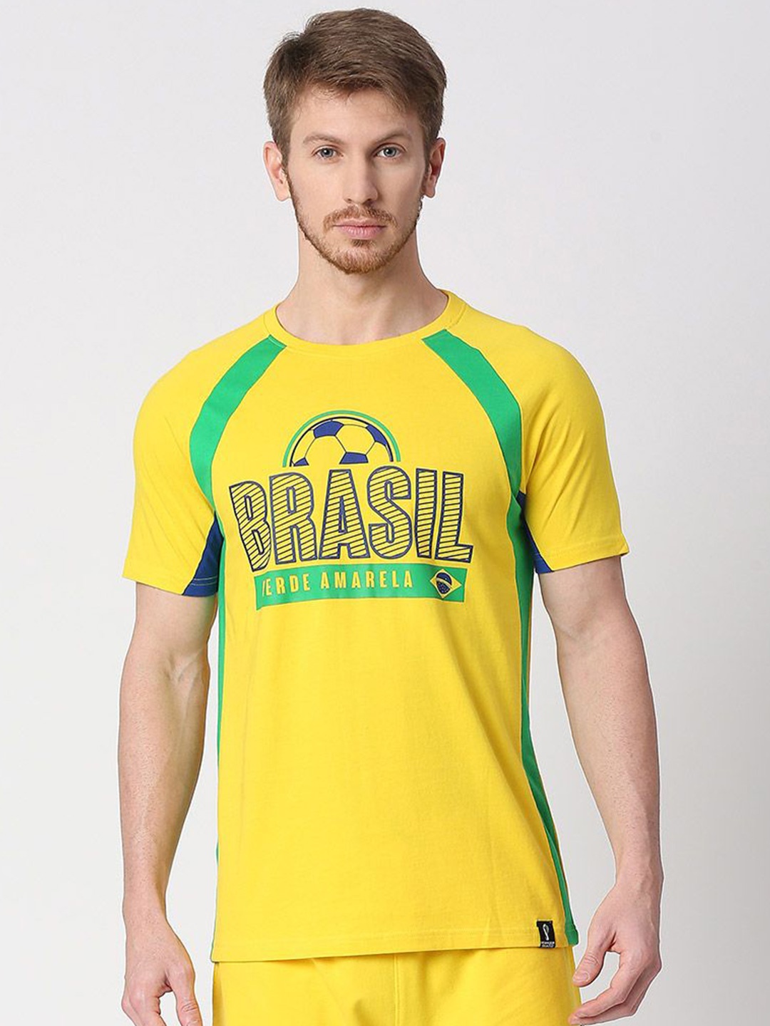 

FanCode Brazil FIFA WC'22 Typography Printed Cotton Bio Finish Sports T-shirt, Yellow