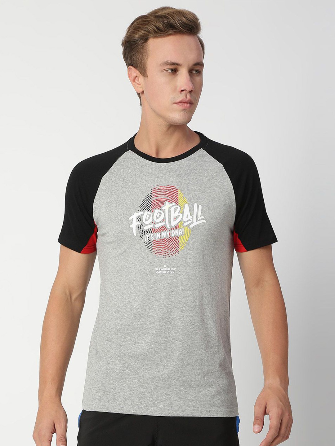 

FanCode Fifa World-Cup Typography Printed Cotton Bio Finish Sports T-shirt, Grey