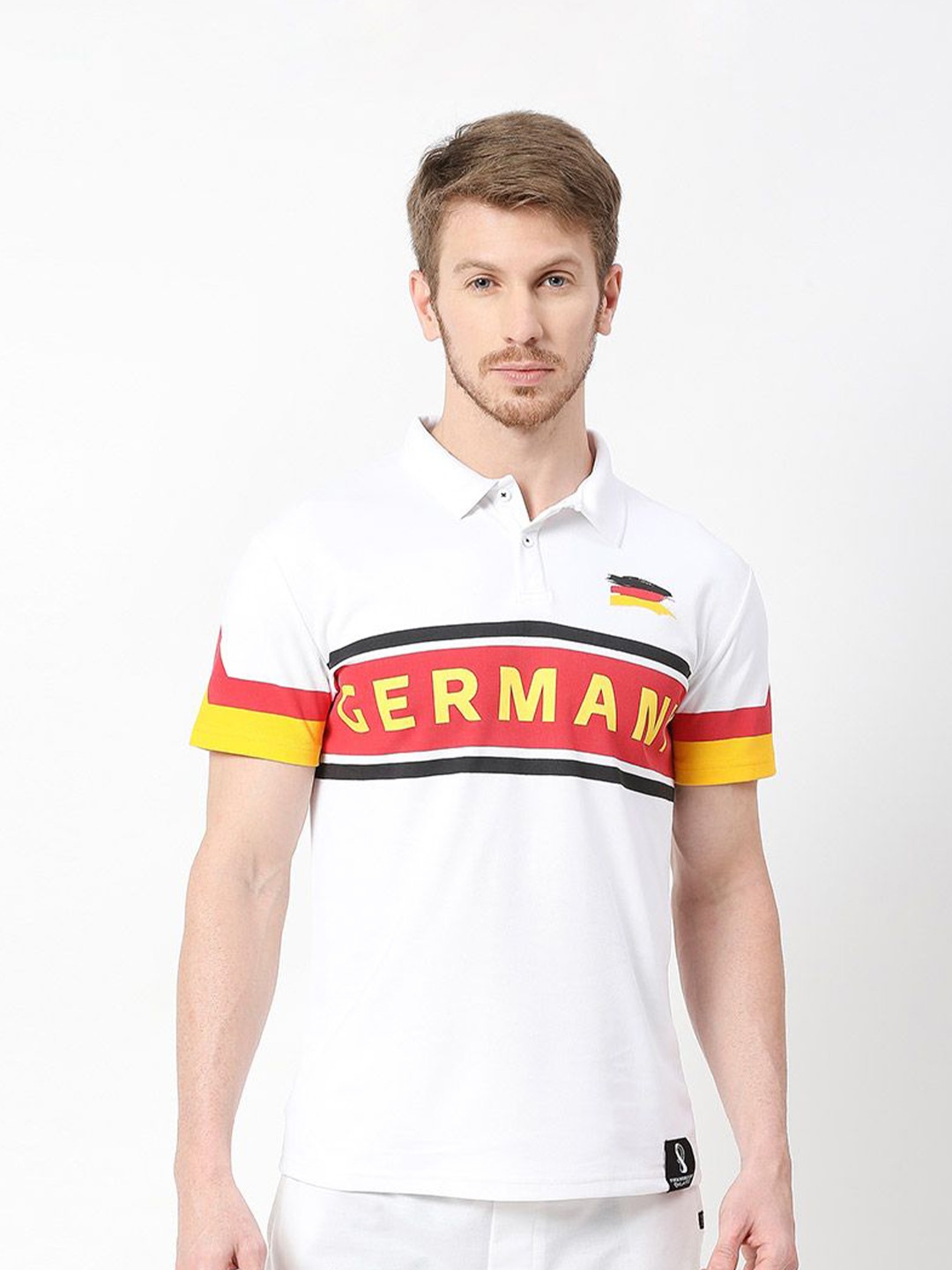 

FanCode Germany FIFA World-Cup Typography Printed Polo Collar T-shirt, White