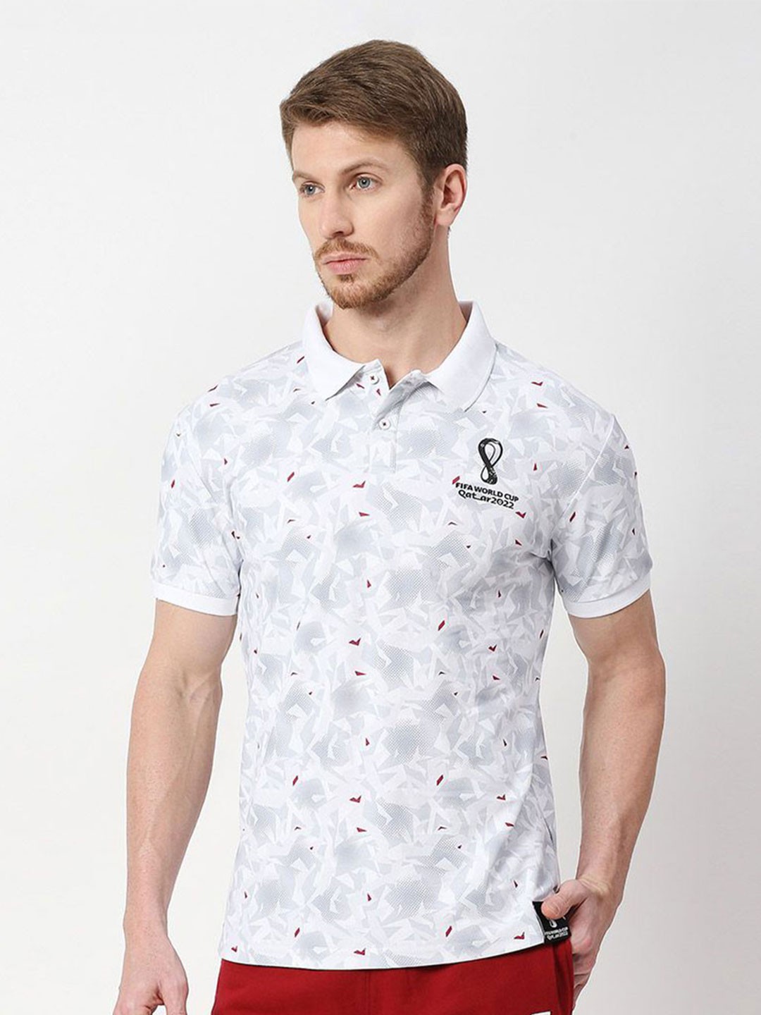 

FanCode FIFA World-Cup Printed Polo Collar T-shirt, Grey