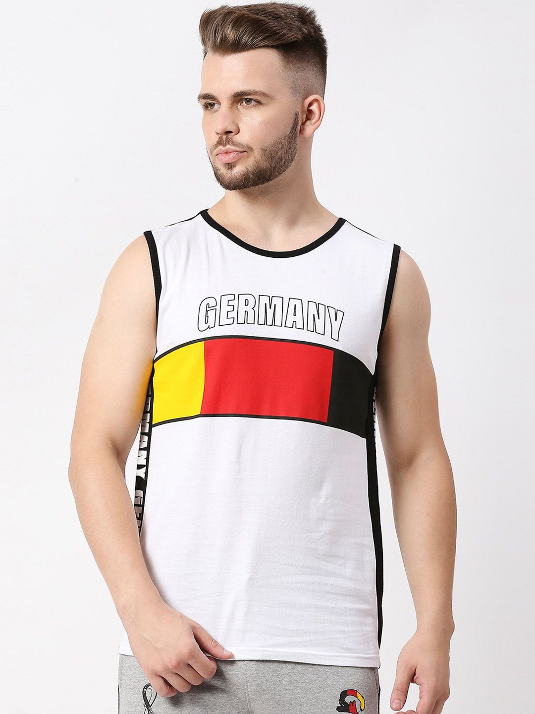 

FanCode Germany FIFA WC'22 Printed Sports Innerwear Vest, White