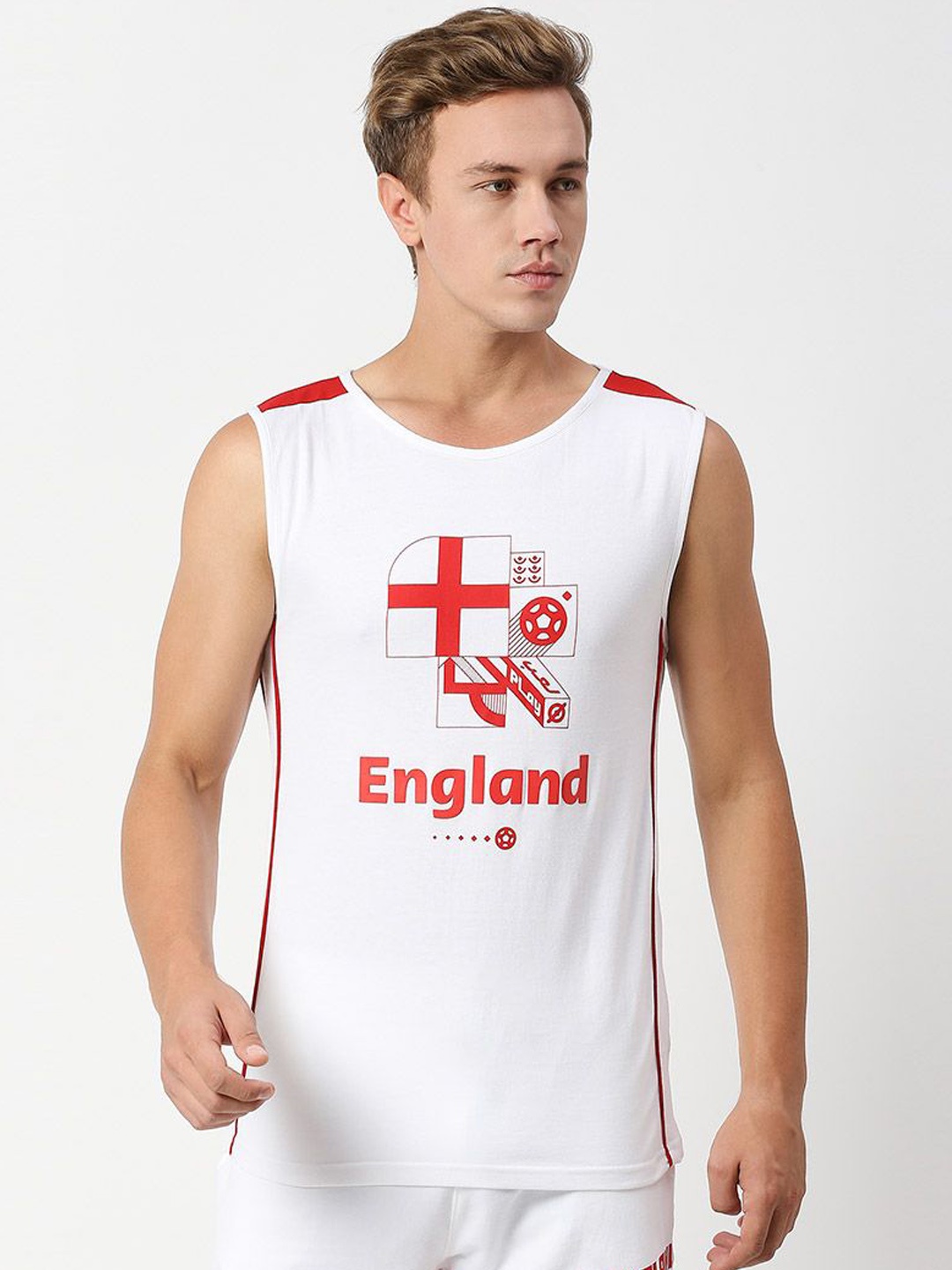 

FanCode Men England FIFA WC'22 Printed Innerwear Vests, White