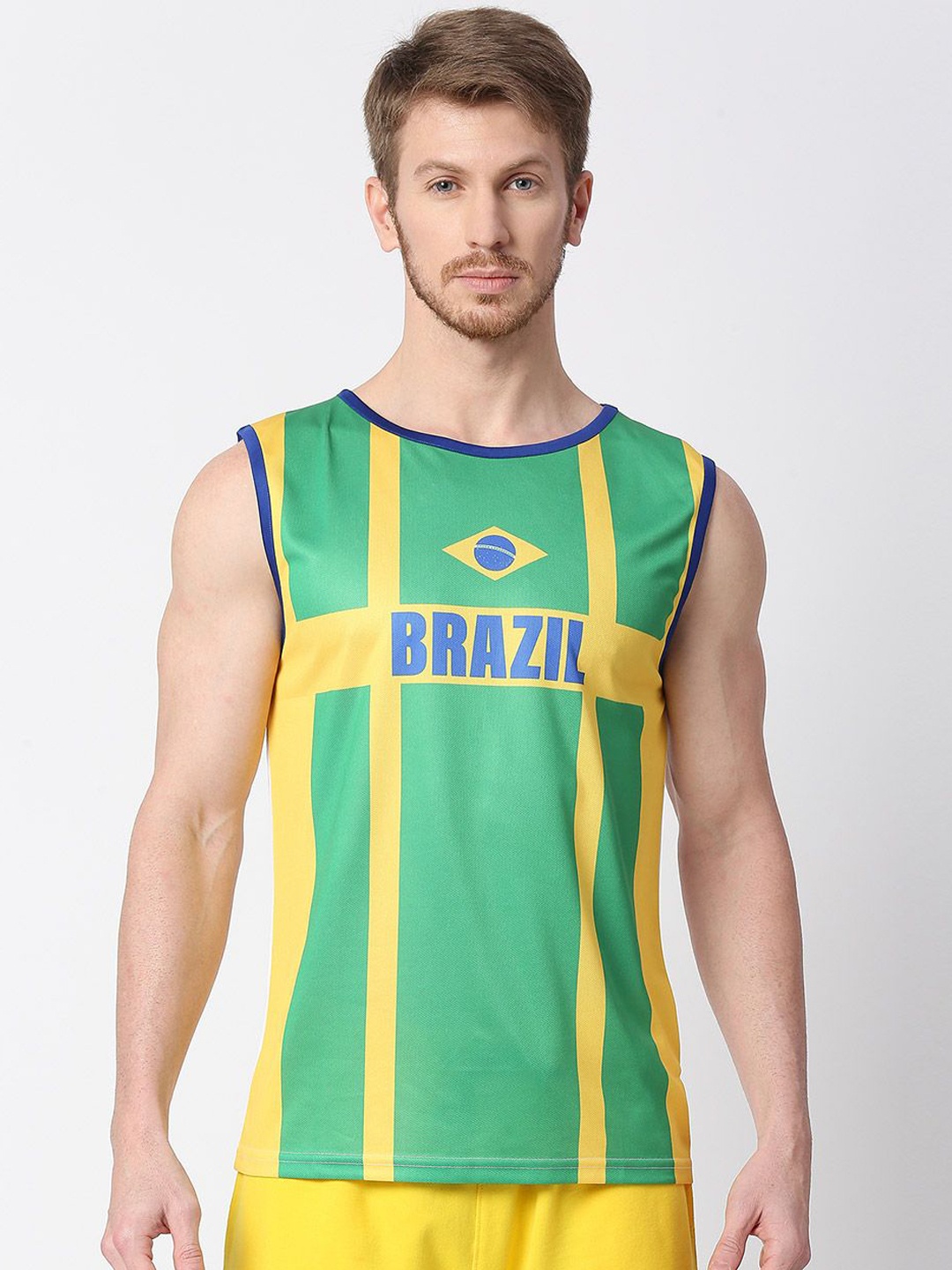 

FanCode Brazil FIFA WC'22 Printed Sports Tank, Yellow