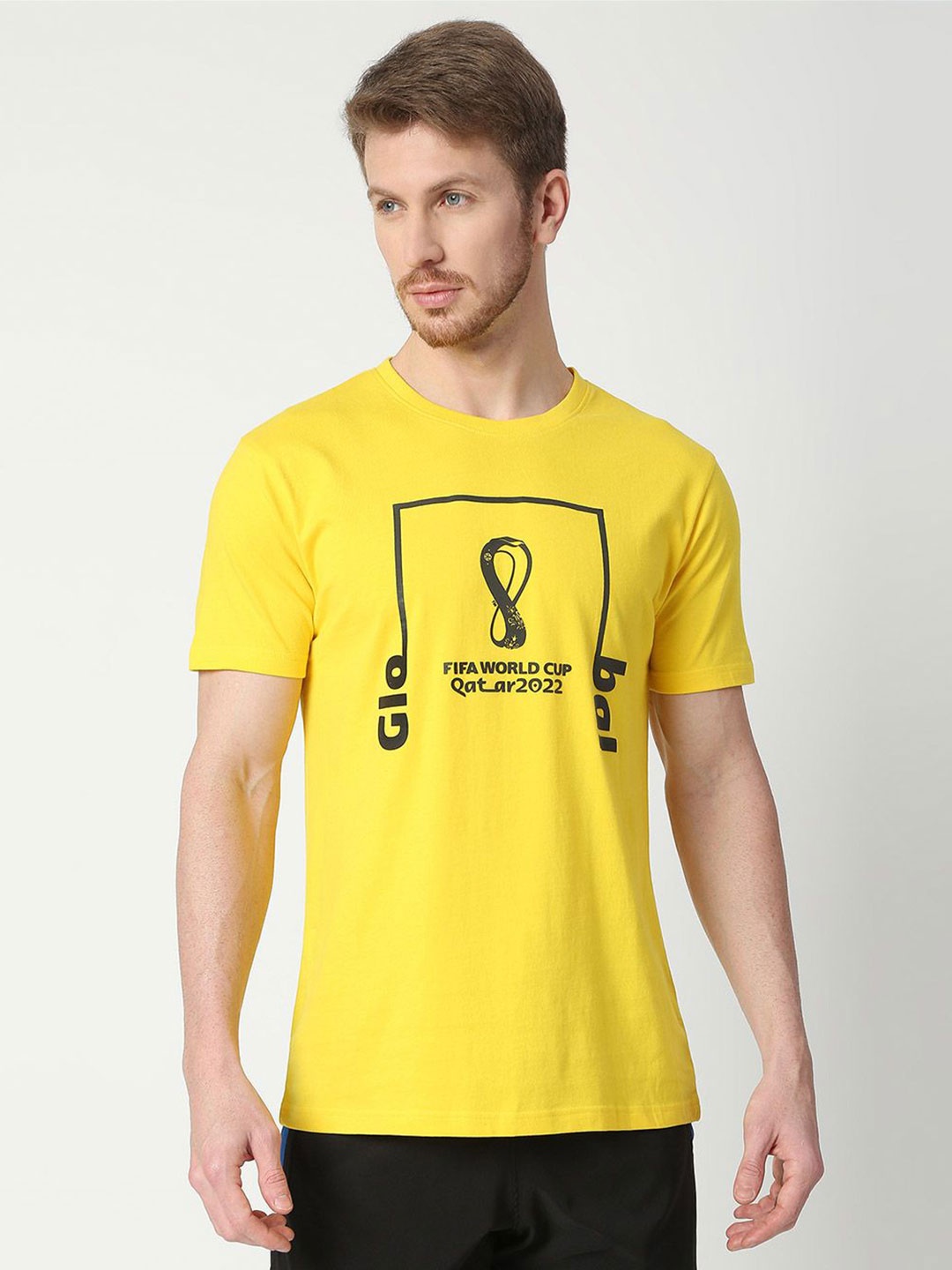

FanCode Fifa World-Cup Typography Printed Cotton Bio Finish Sports T-shirt, Yellow