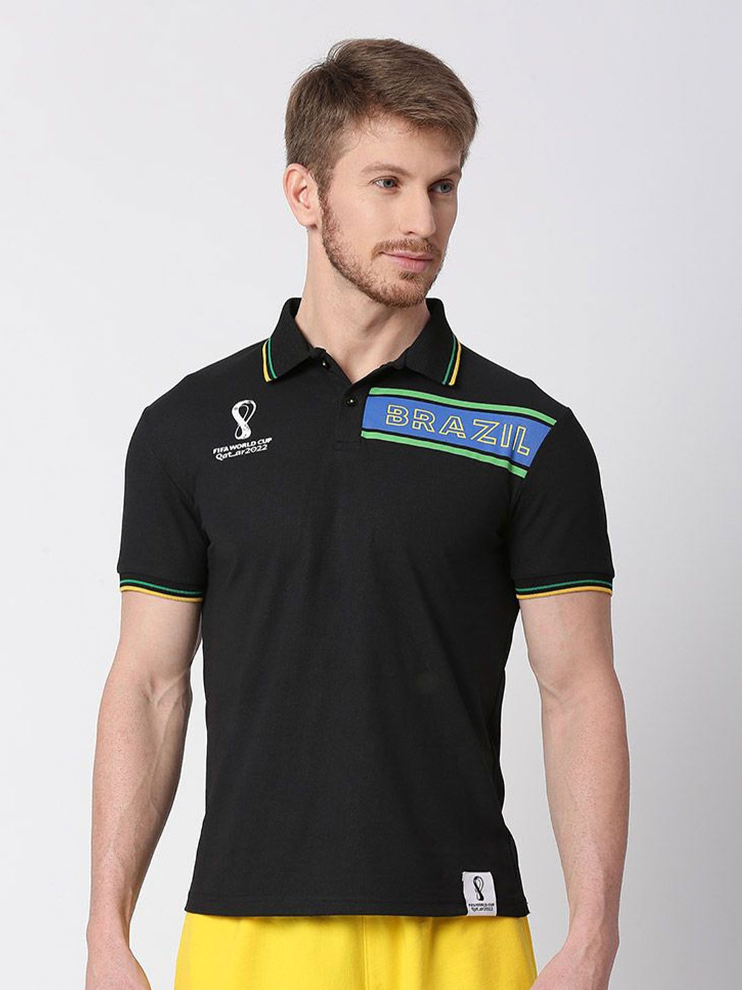 

FanCode Brazil FIFA World-Cup Printed Polo Collar T-shirt, Black