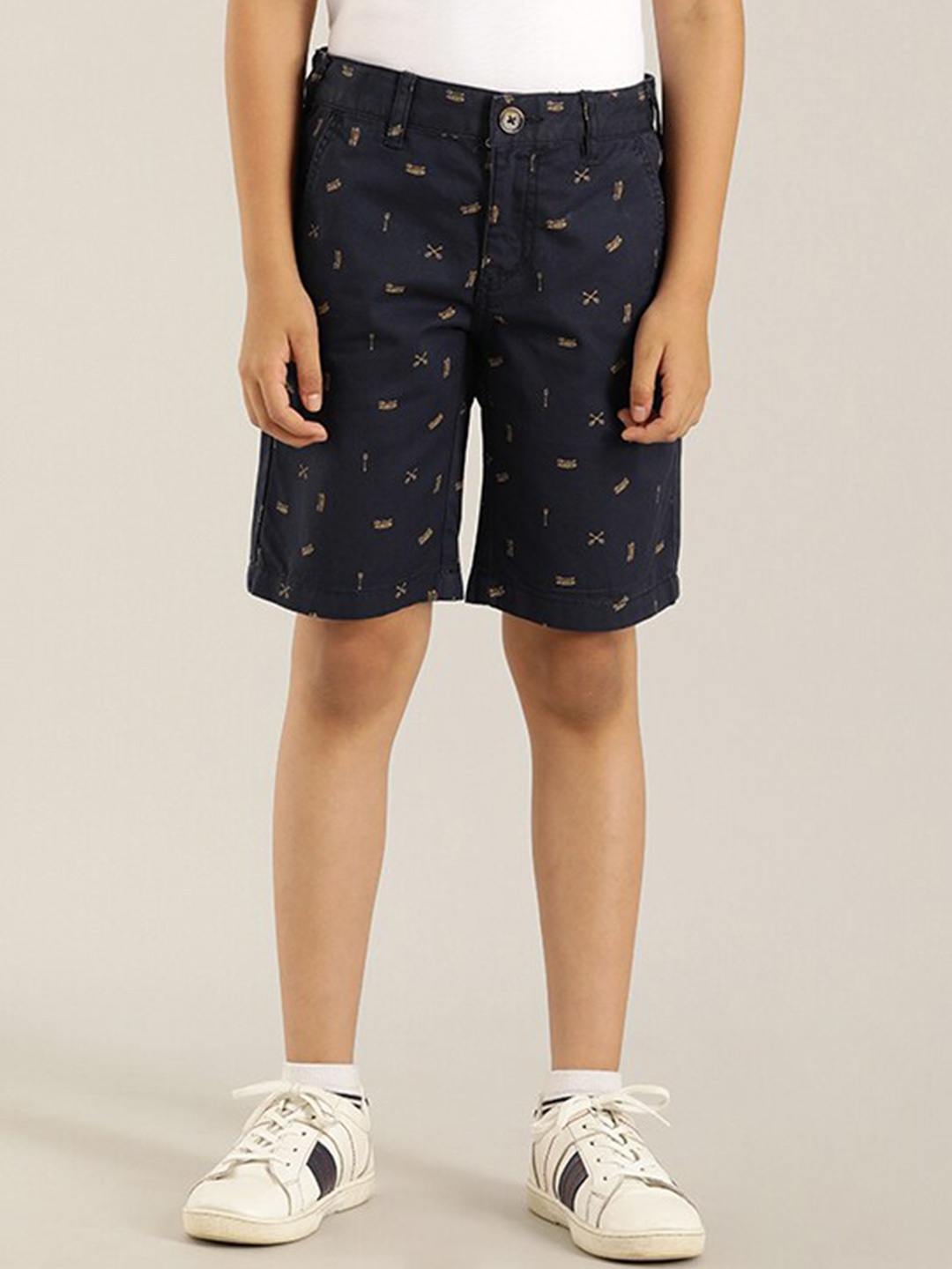 

Indian Terrain Boys Printed Pure Cotton Shorts, Blue