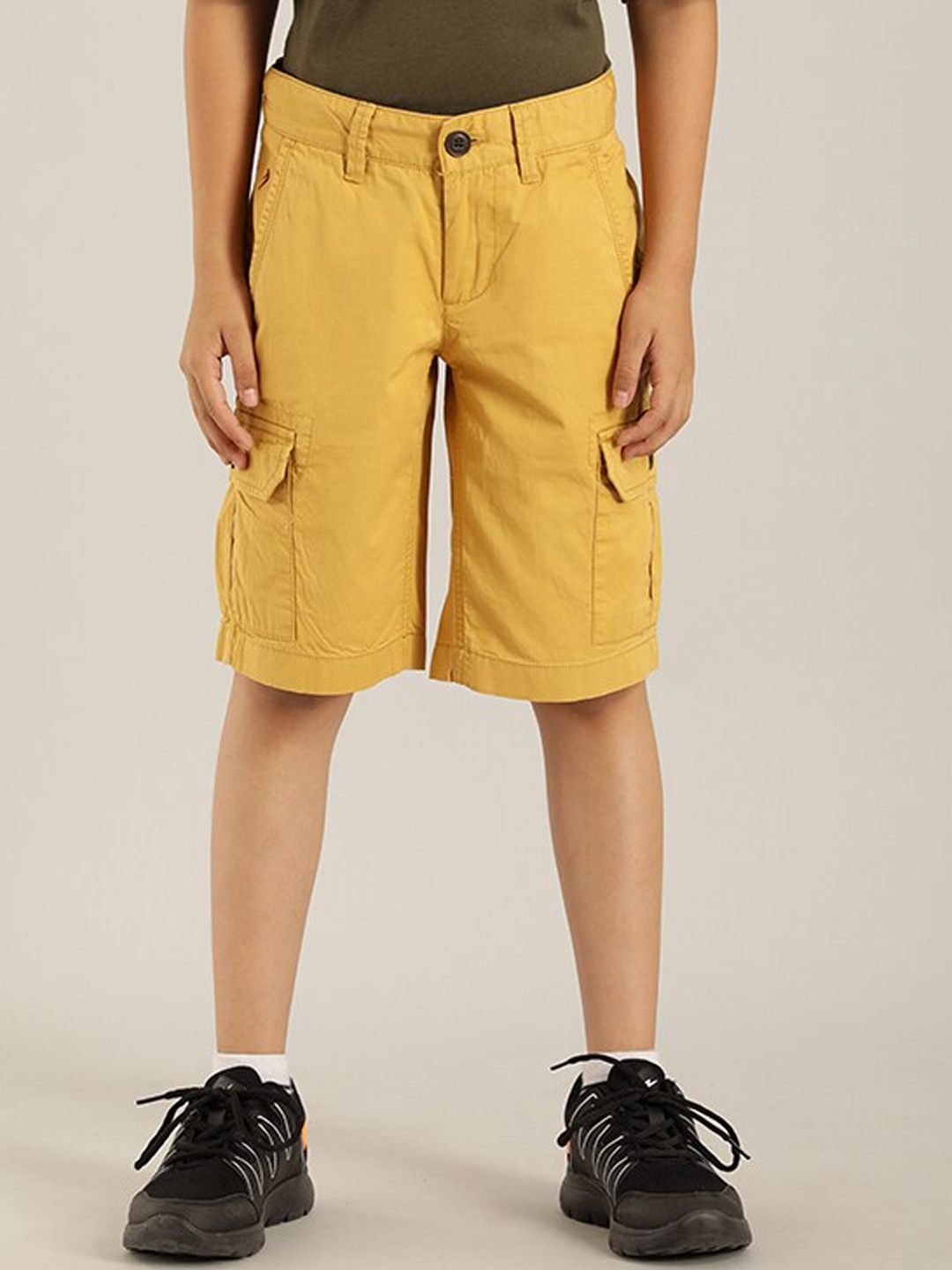 

Indian Terrain Boys Pure Cotton Shorts, Yellow