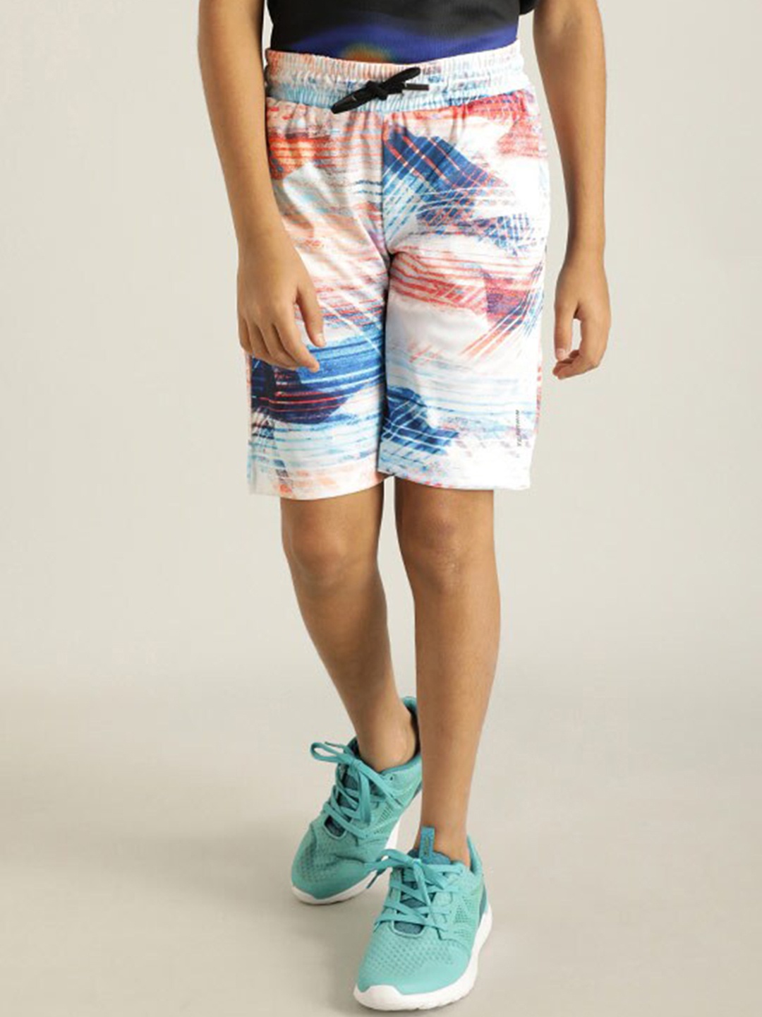 Indian Terrain Boys Printed Pure Cotton Shorts, White