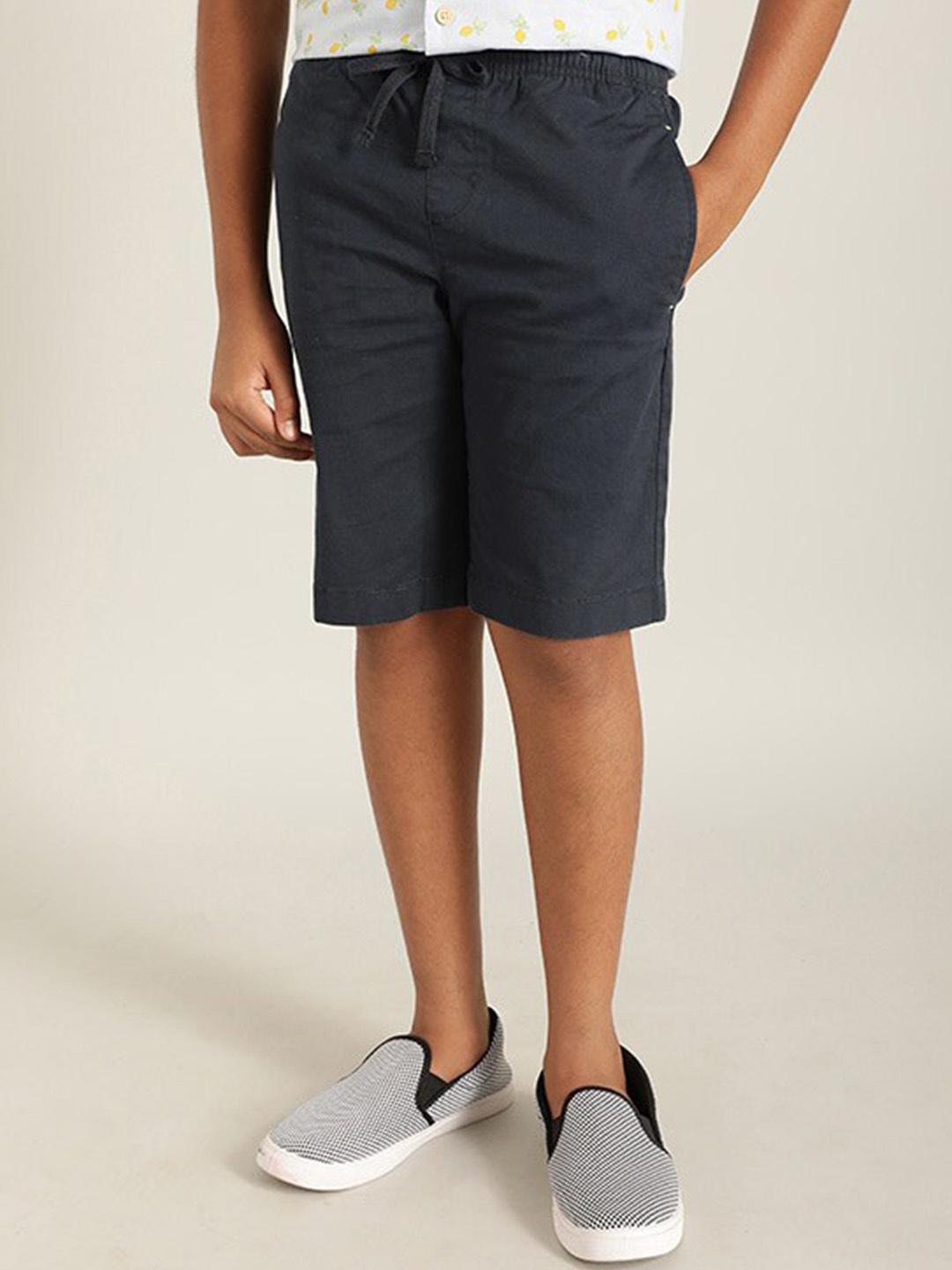 

Indian Terrain Boys Pure Cotton Chino Shorts, Blue