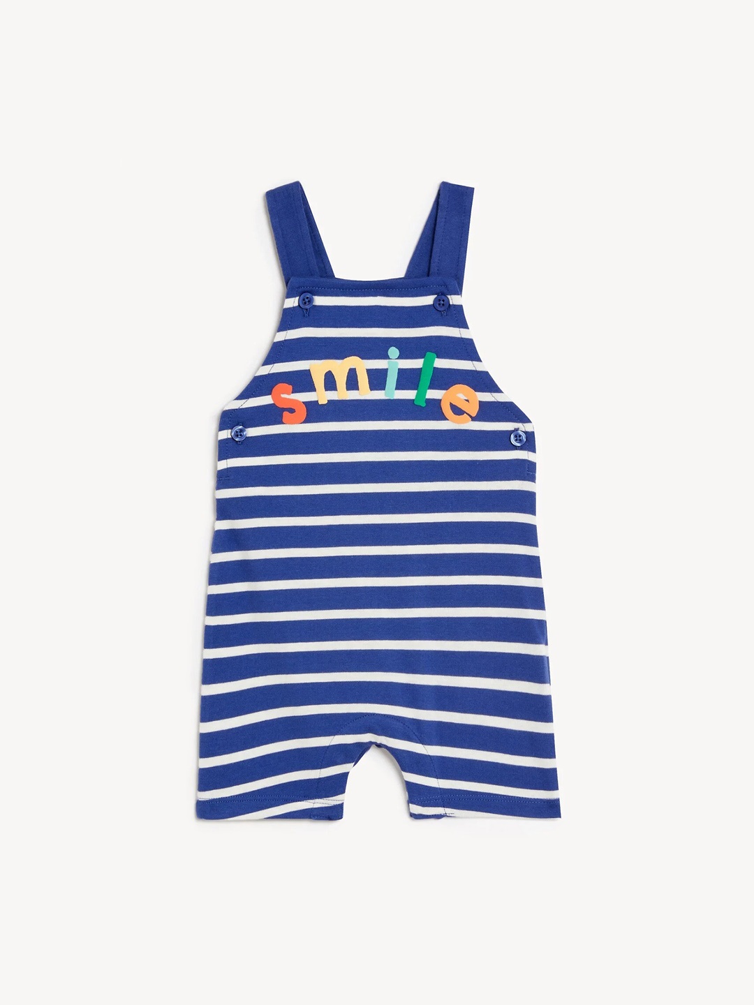 

Marks & Spencer Infant Boys Striped Pure Cotton Dungarees, Blue