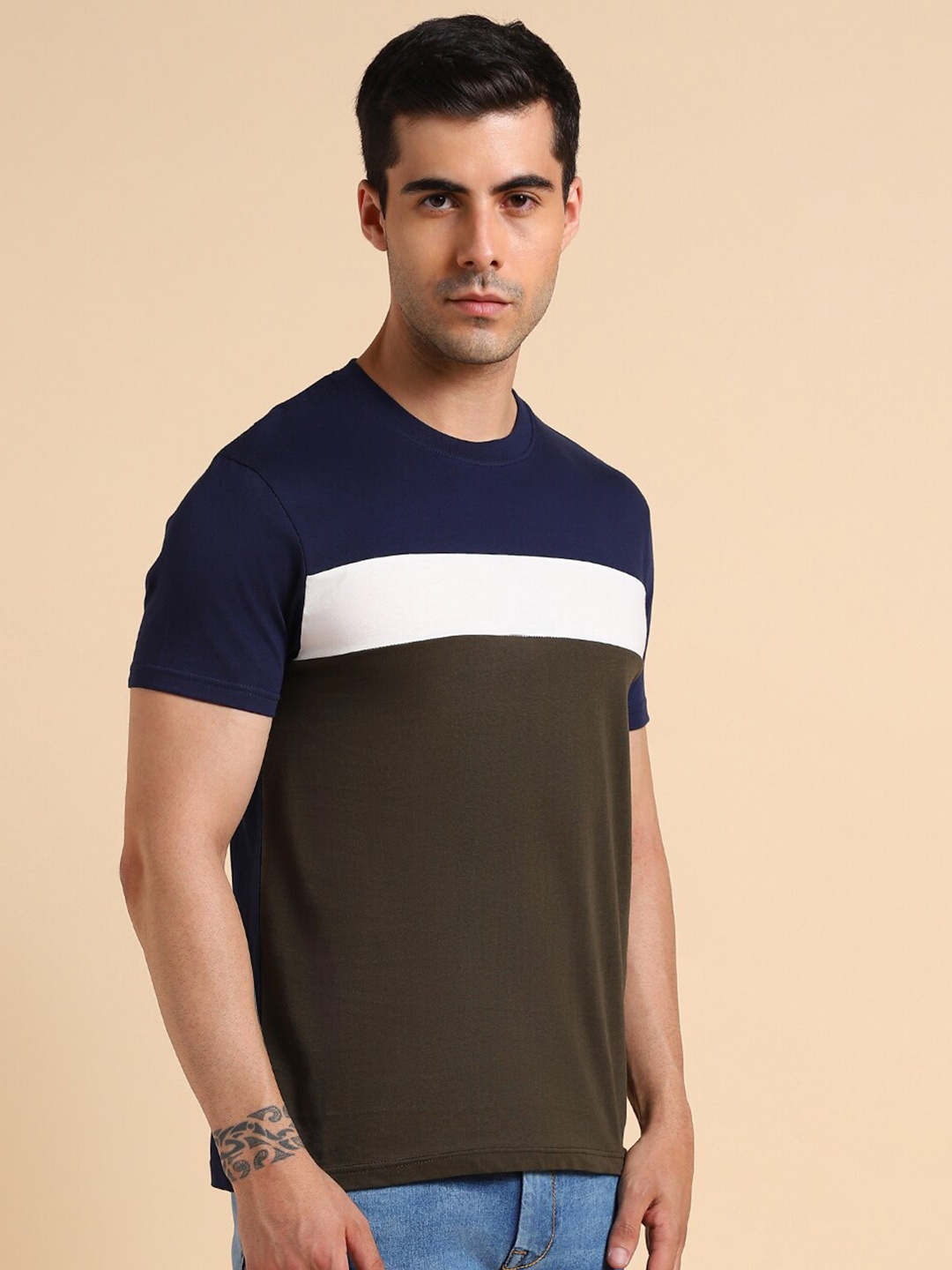 

Dennis Lingo Colourblocked Slim Fit T-shirt, Navy blue