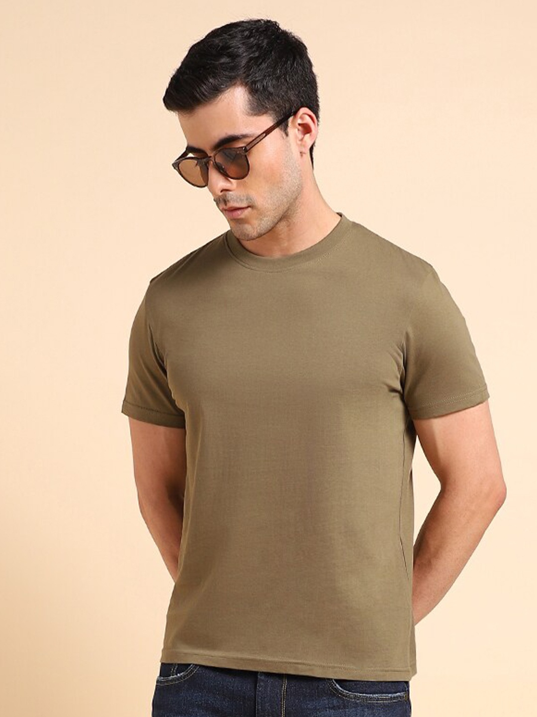 

Dennis Lingo Round Neck Slim Fit T-shirt, Olive