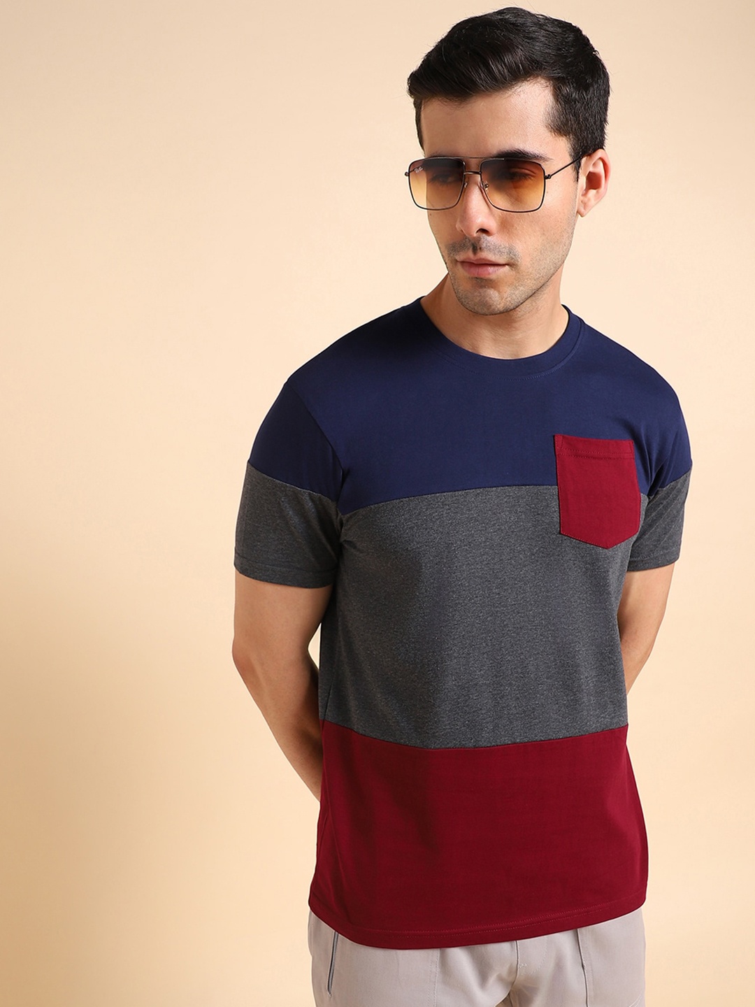 

Dennis Lingo Colourblocked Slim Fit T-shirt, Navy blue