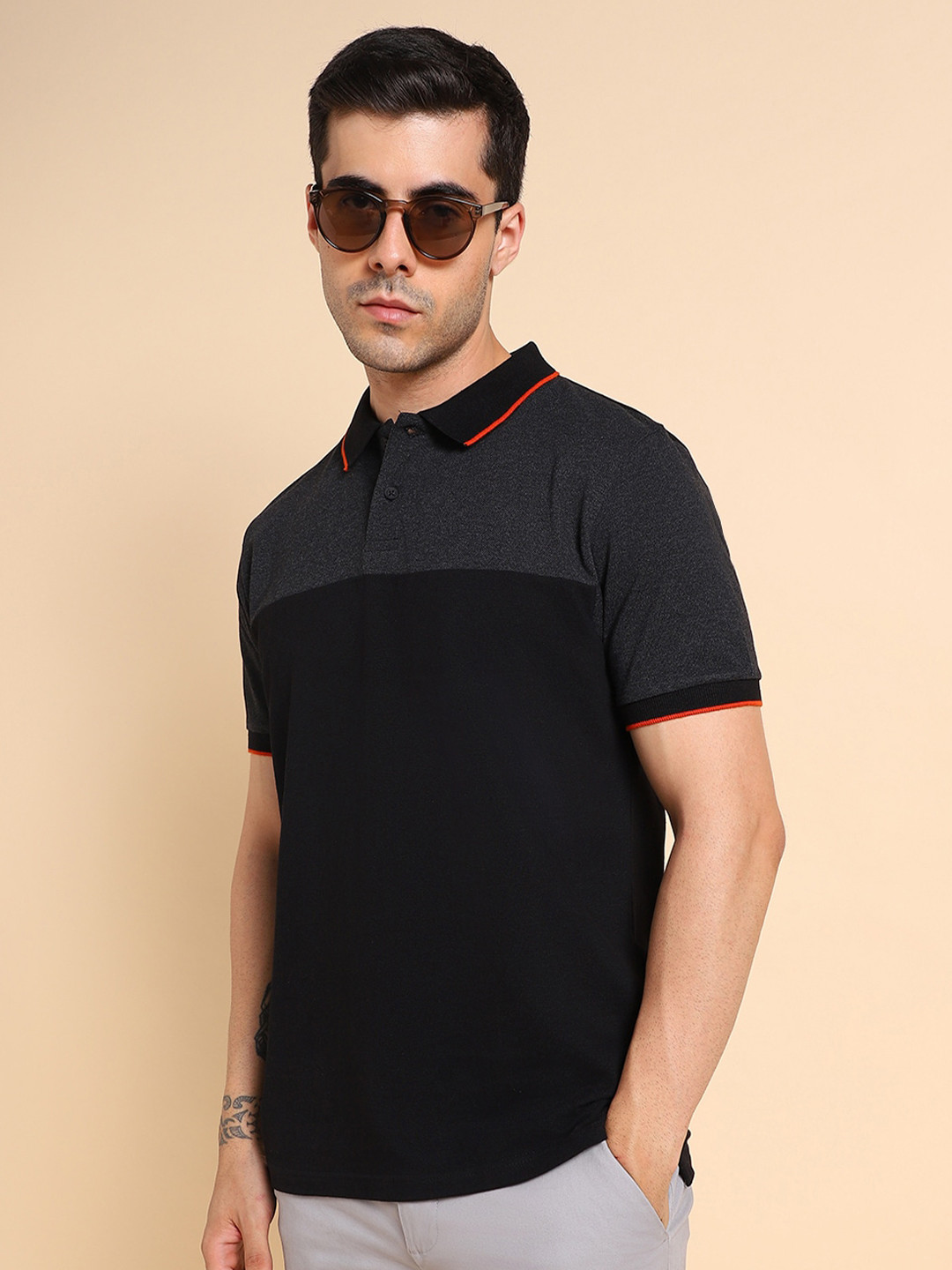 

Dennis Lingo Polo Collar Pure Cotton Regular Fit T-shirt, Black