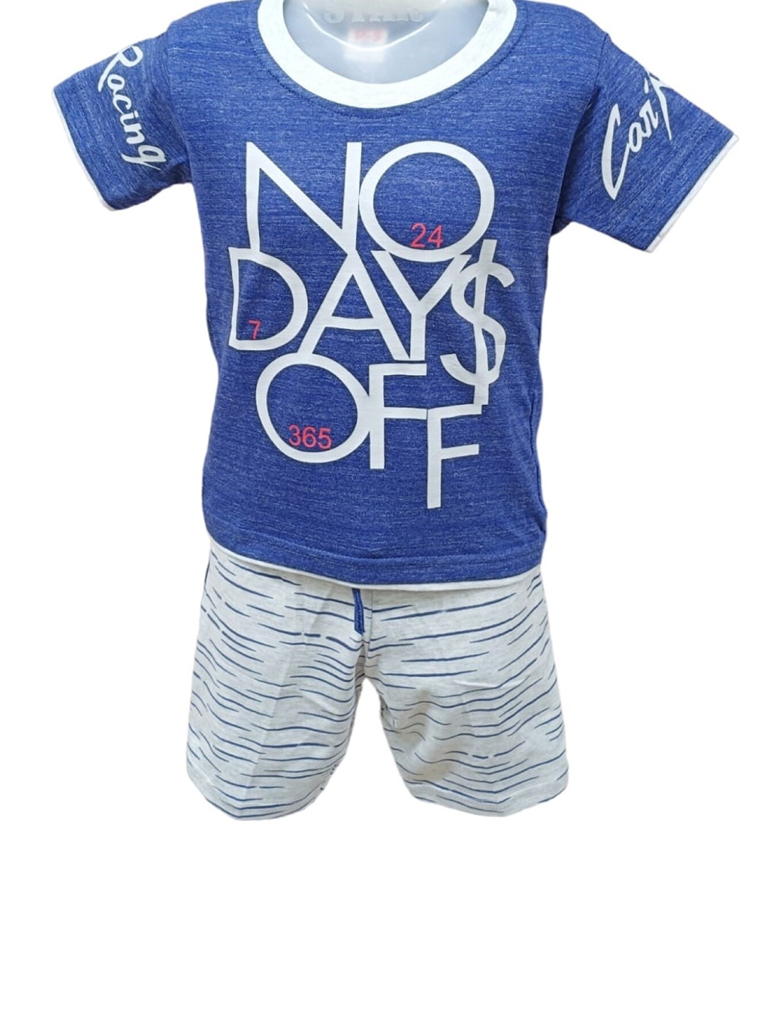 

CELEBRITY CLUB Boys Blue & Grey Printed T-shirt with Shorts