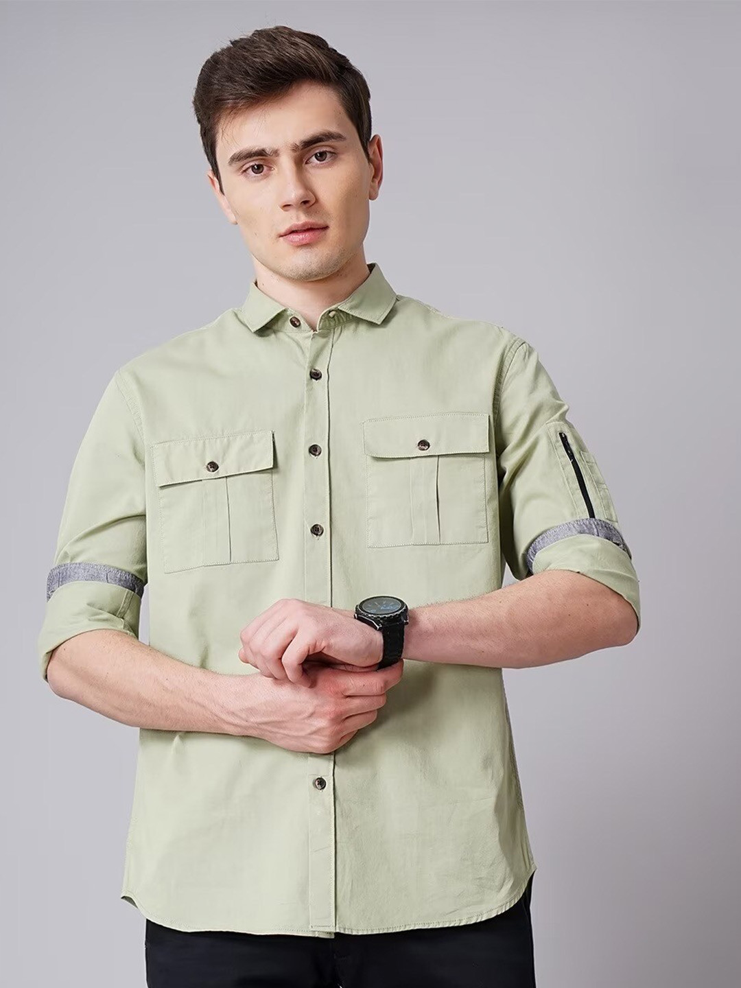 

British Club Smart Slim Fit Pure Cotton Casual Shirt, Green