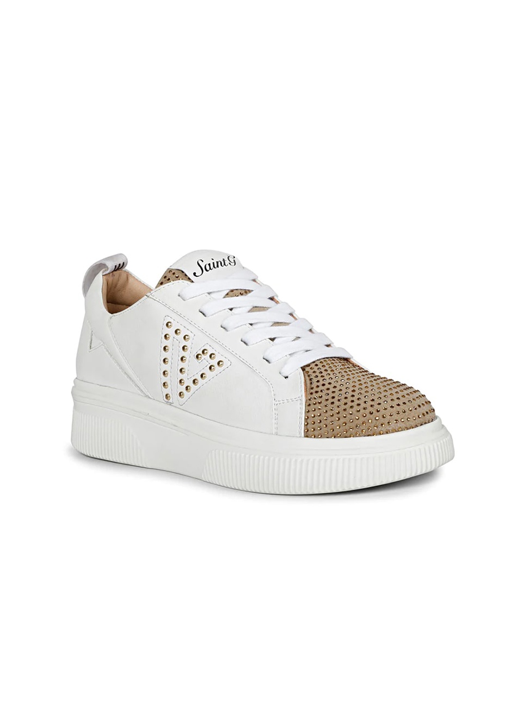 

Saint G Women Embellished Leather Sneakers, White