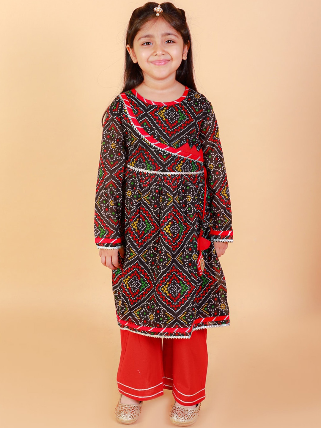 

BAESD Girls Yoke Design Regular Aari Work Pure Cotton Kurti With Sharara & Dupatta, Black