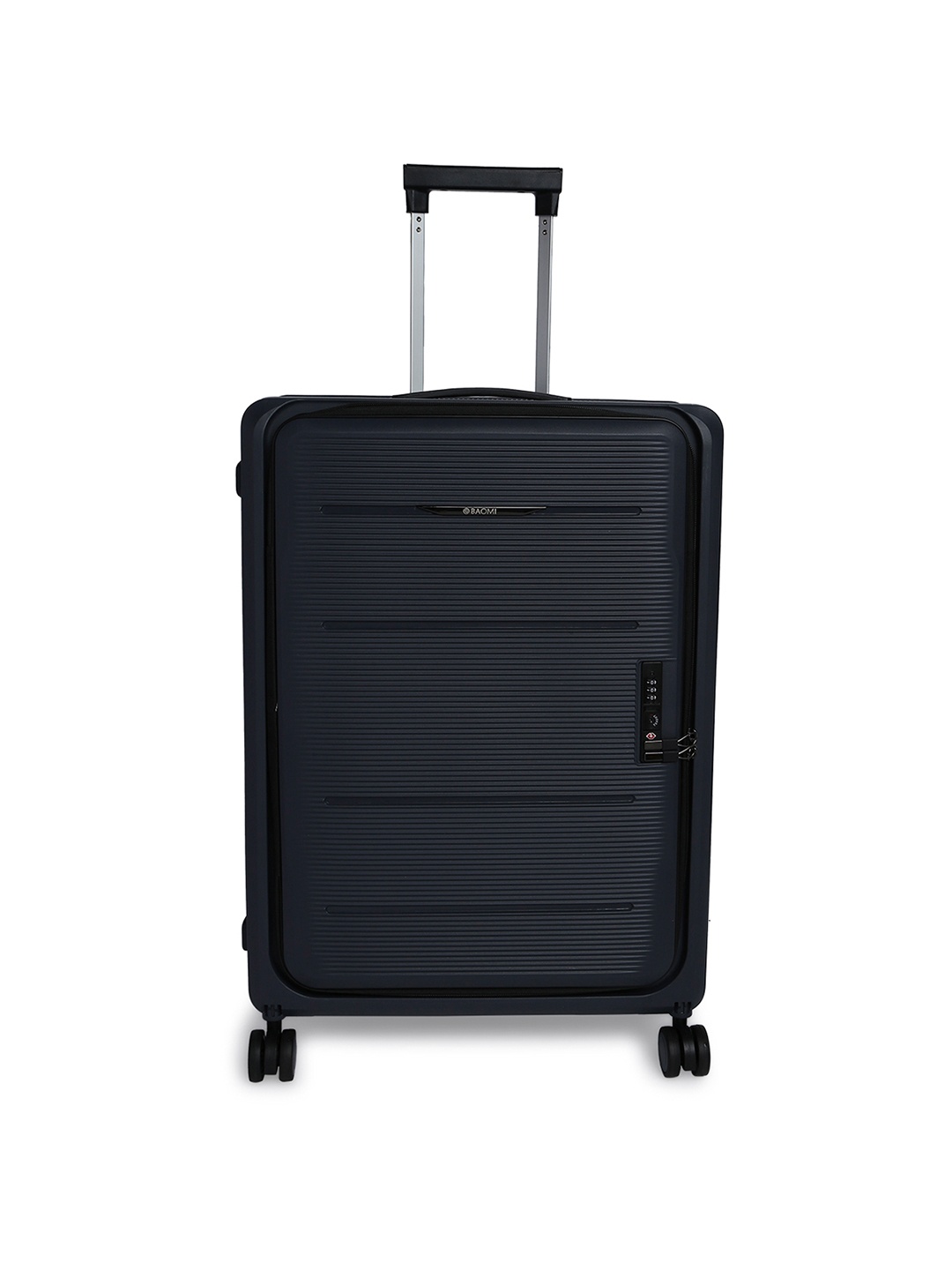 

BAOMI Textured Hard Shell Medium Trolley Suitcase, Black