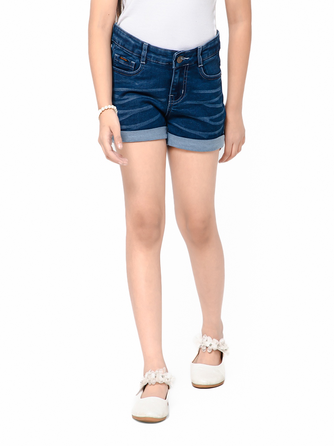 

Bodycare Kids Girls Mid Rise Stretchable Denim Shorts, Blue