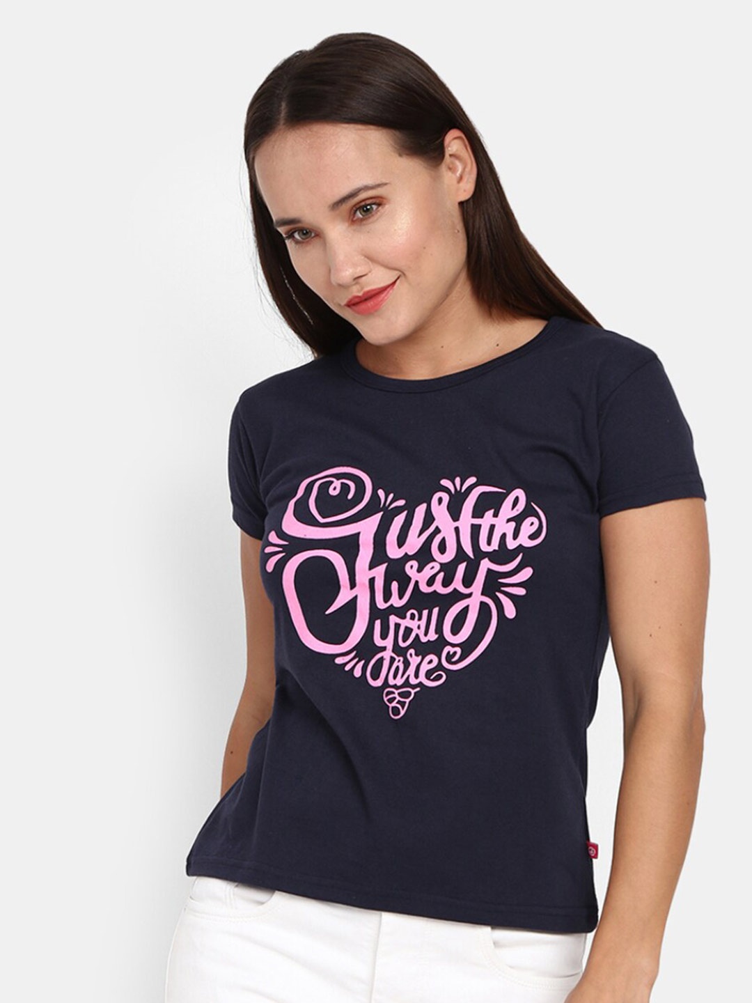 

V-Mart Typography Printed Cotton T-Shirt, Navy blue