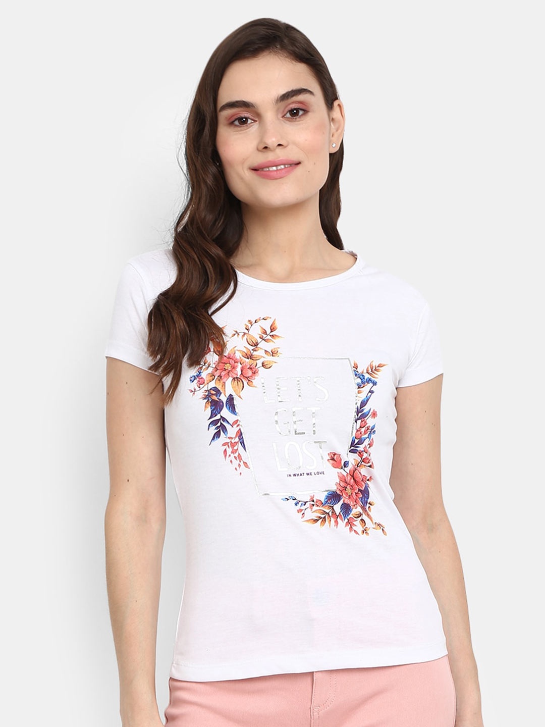 

V-Mart Typographic Printed Cotton Regular Fit T-shirt, White