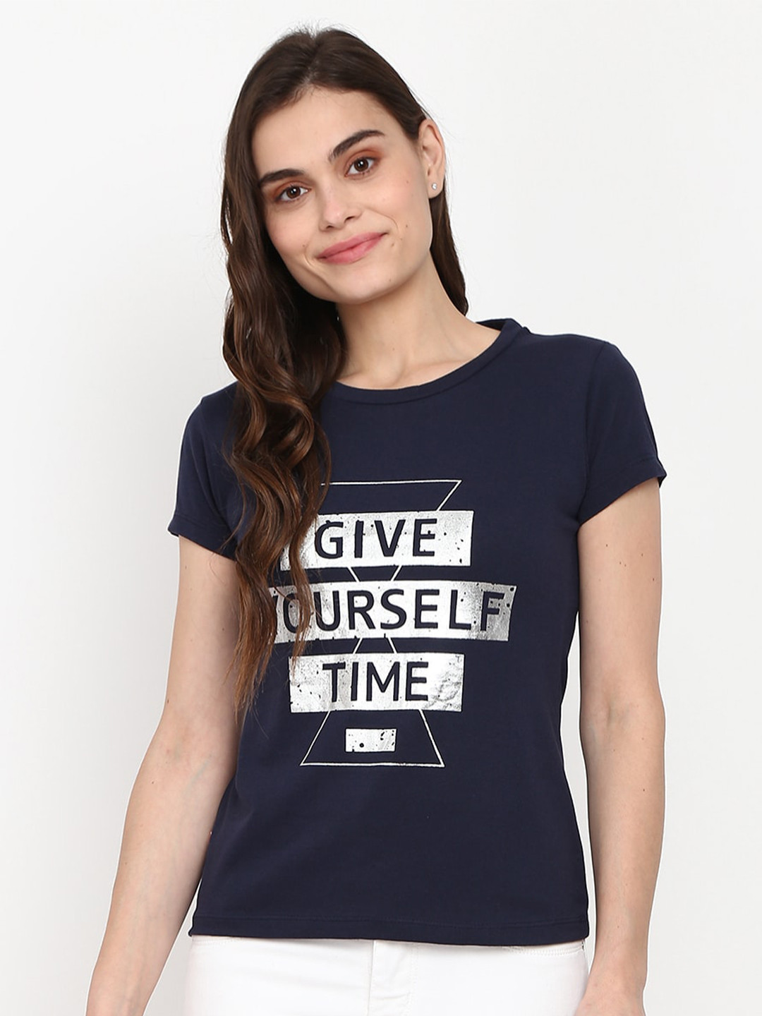 

V-Mart Typography Printed T-shirt, Navy blue