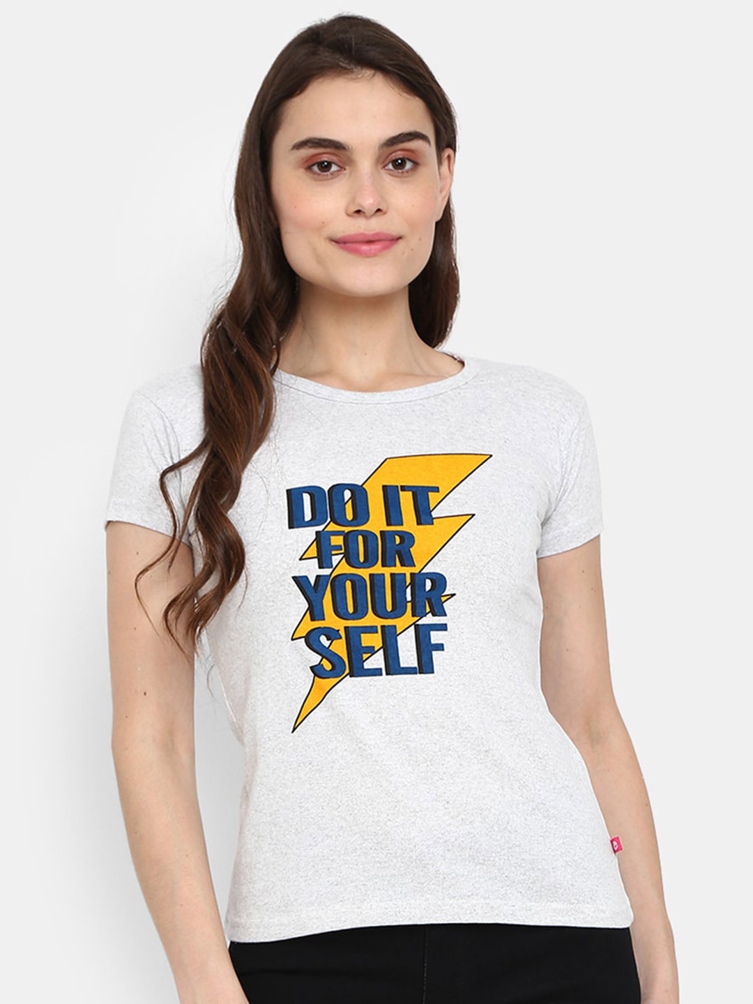 

V-Mart Typography Printed Cotton T-shirt, Beige