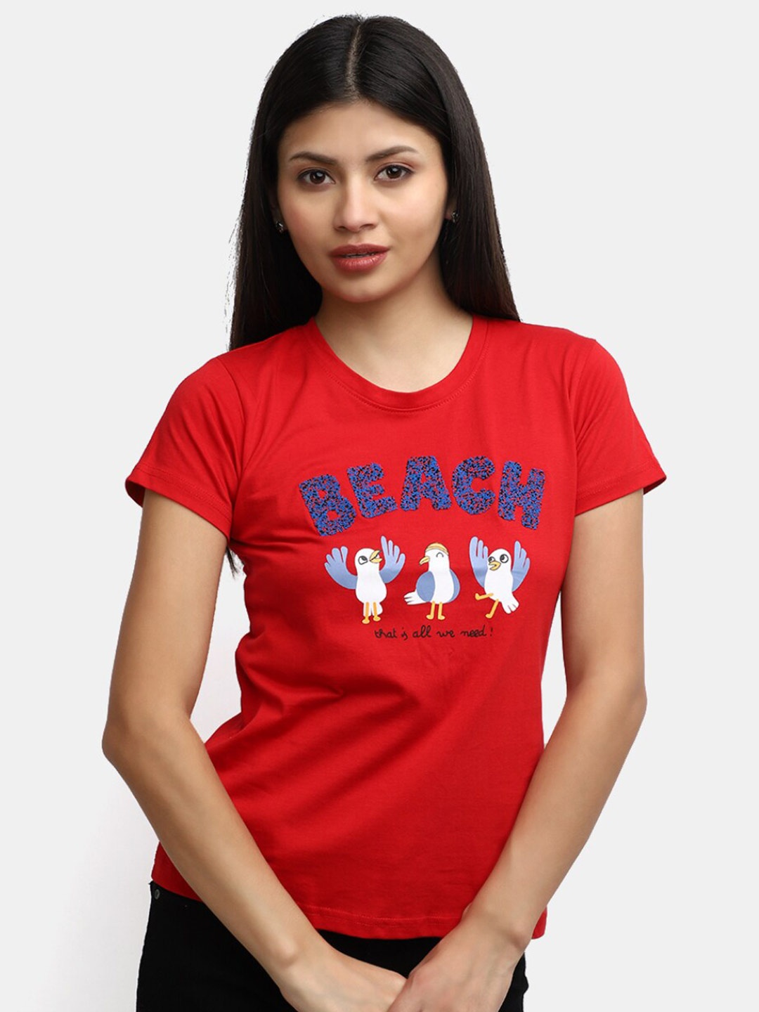 

V-Mart Graphic Printed Cotton Embellished T-shirt, Red