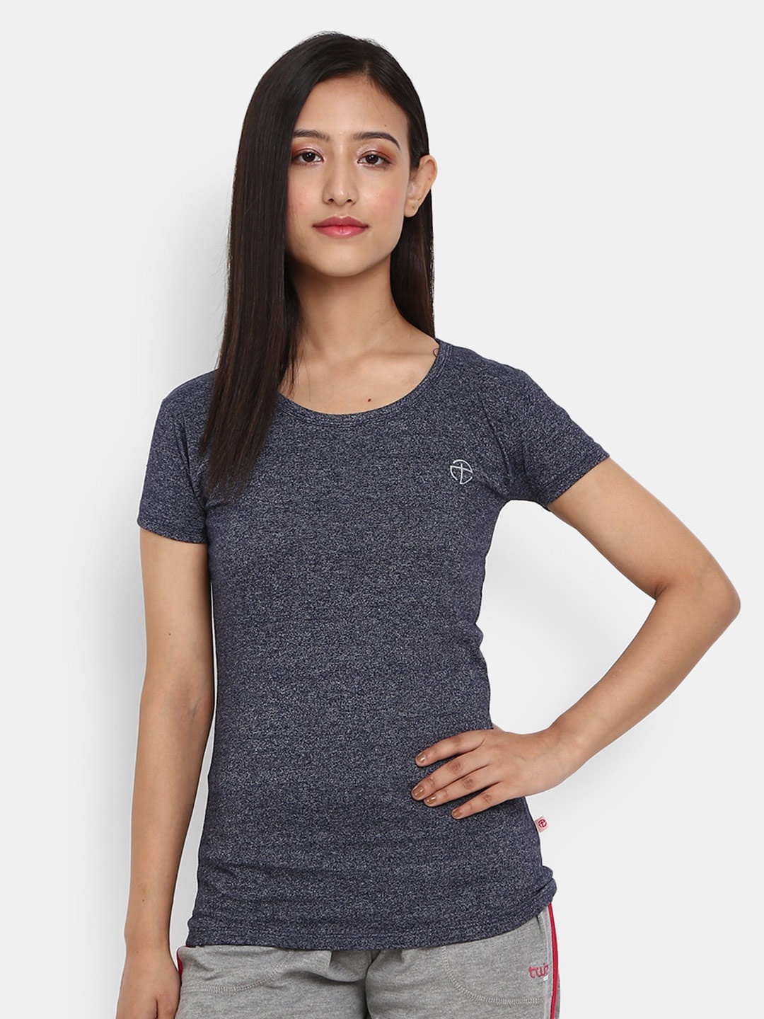 

V-Mart Round Neck Short Sleeves Cotton T-Shirt, Navy blue