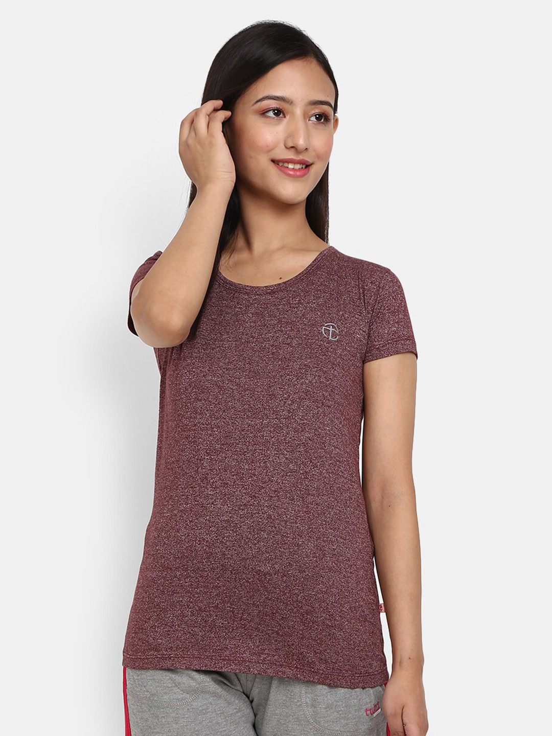 

V-Mart Round Neck Poly Cotton T-Shirt, Mauve