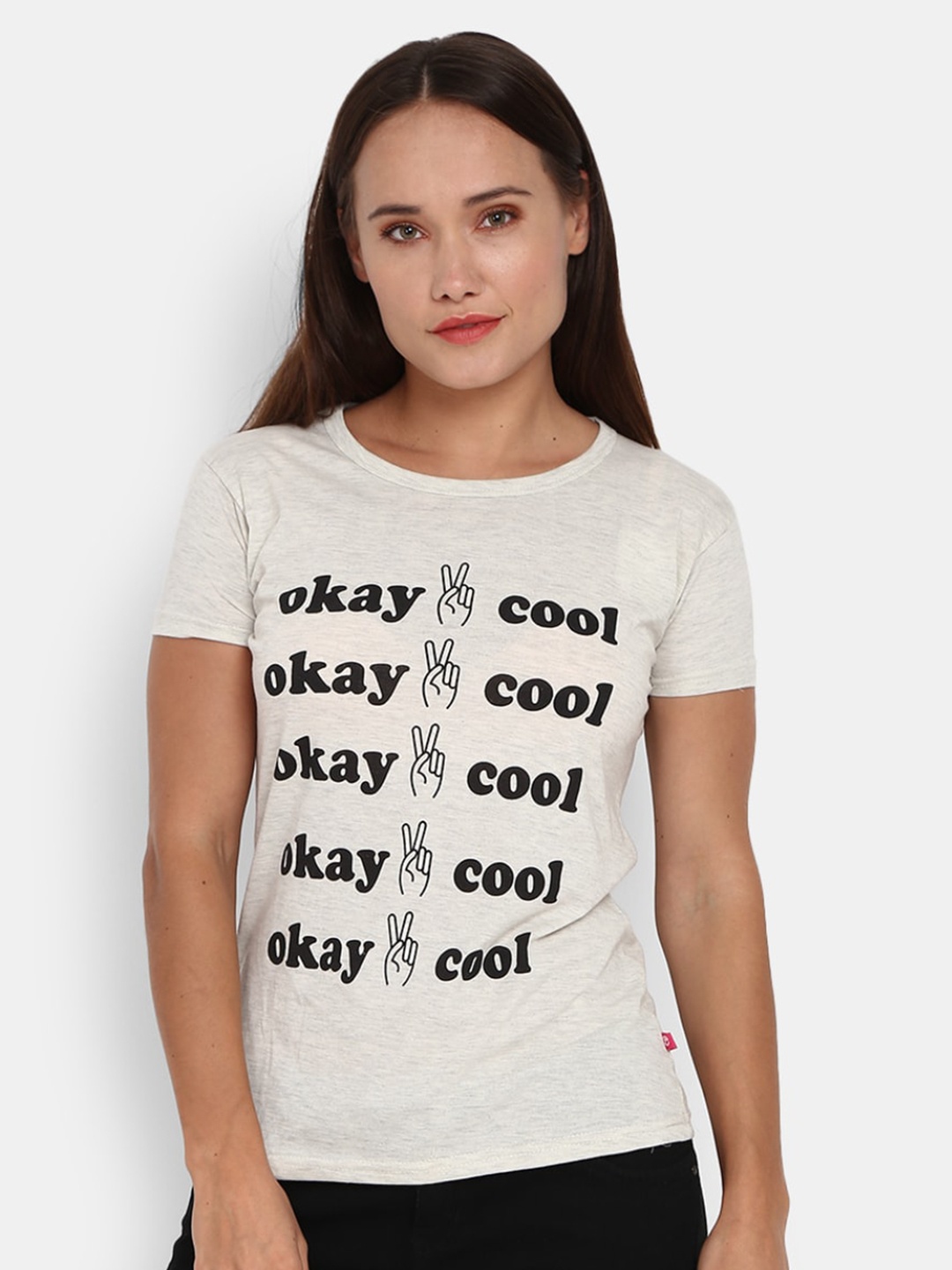 

V-Mart Typography Printed Cotton Casual T-Shirt, Beige