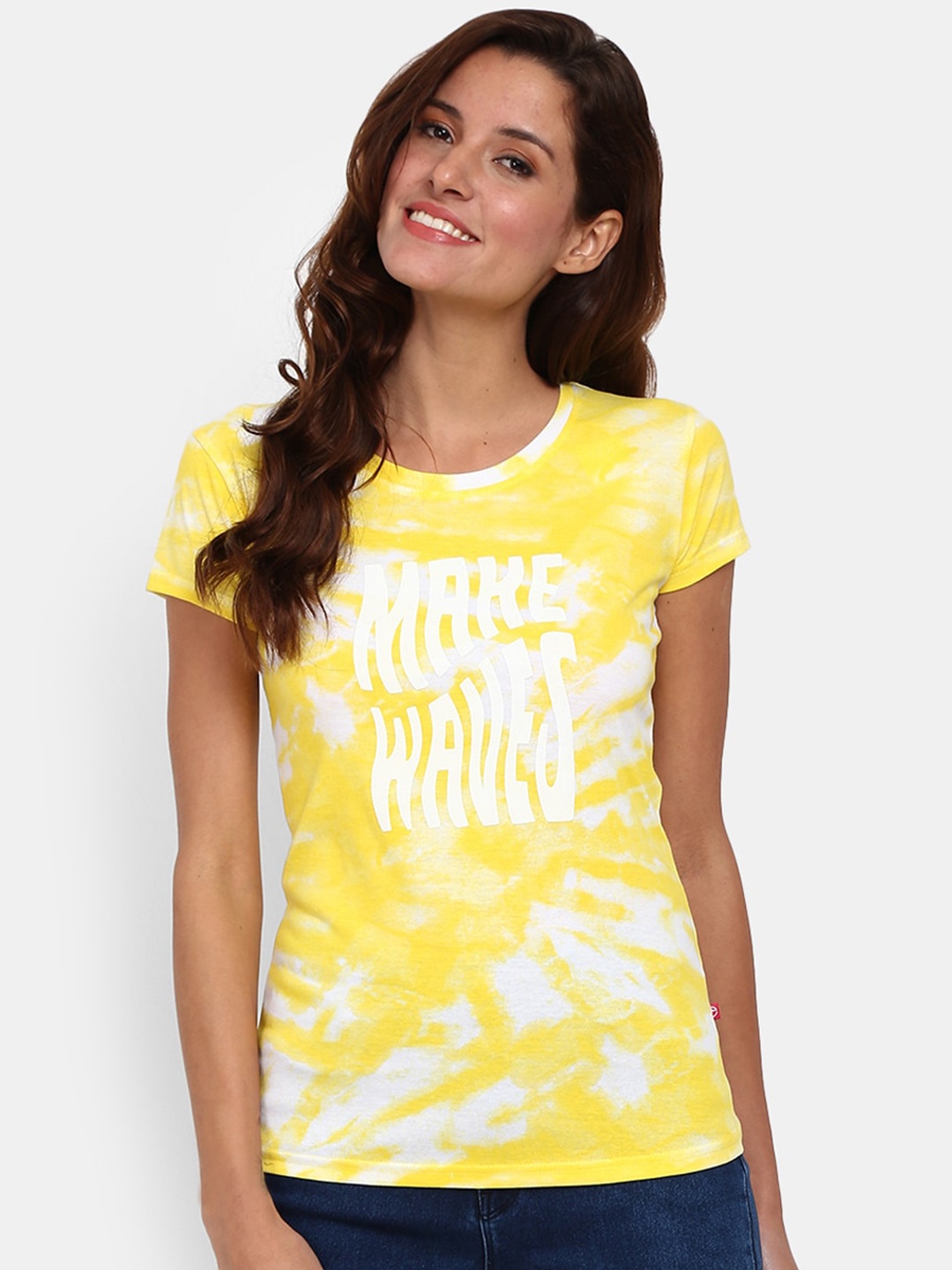 

V-Mart Typography Printed Cotton Casual T-Shirt, Yellow