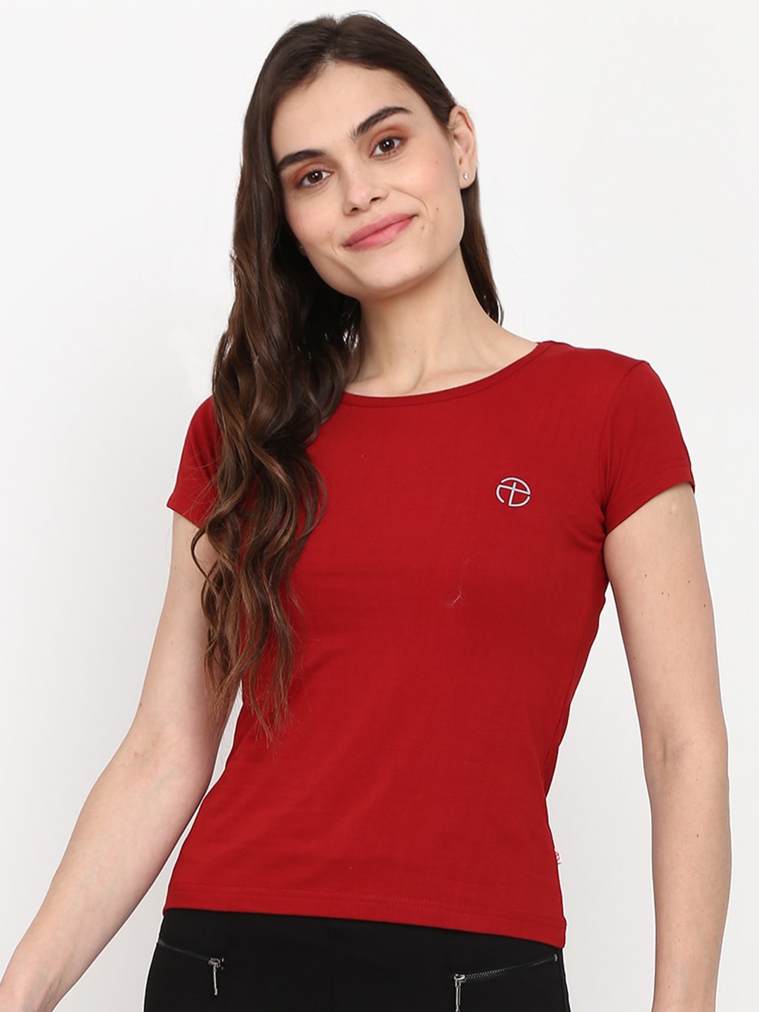 

V-Mart Round Neck Cotton T-shirt, Red