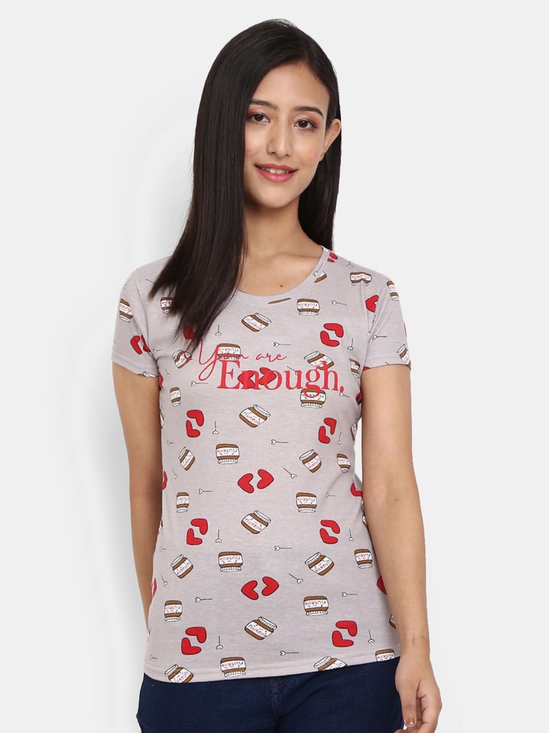 

V-Mart Typography Printed Cotton Casual T-Shirt, Grey