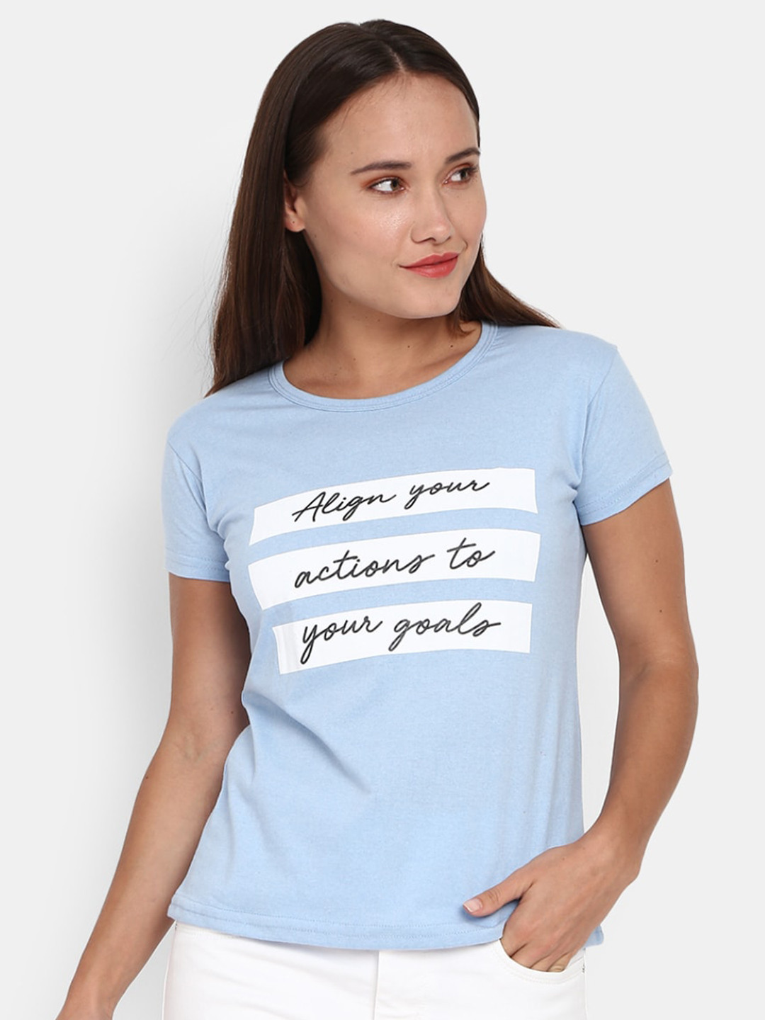 

V-Mart Typography Printed Cotton T-Shirt, Blue