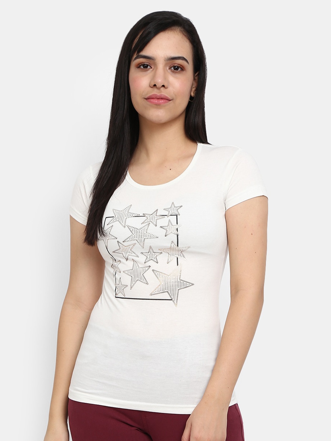 

V-Mart Conversational Printed Round Neck T-shirt, Off white