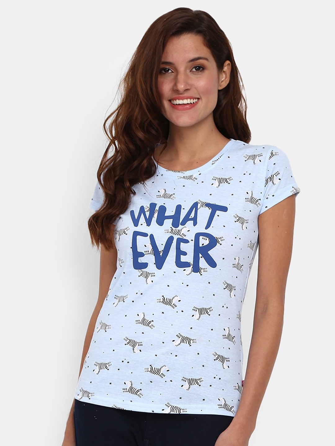 

V-Mart Typography Printed Regular Fit Cotton T-shirt, Blue