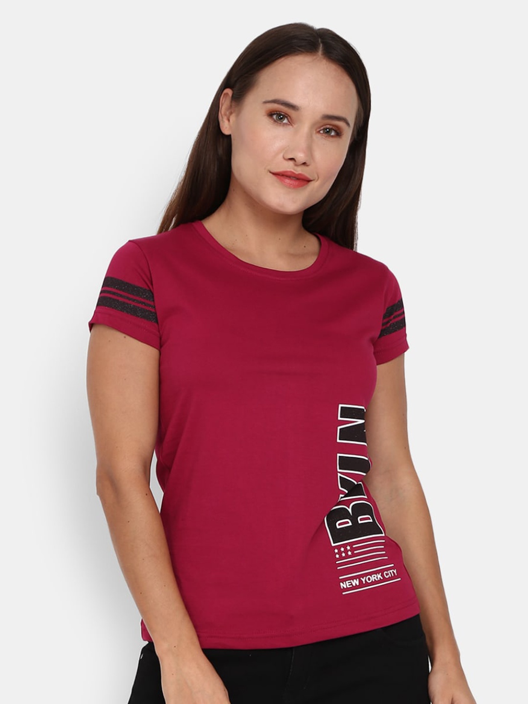 

V-Mart Typography Printed Cotton T-shirt, Purple
